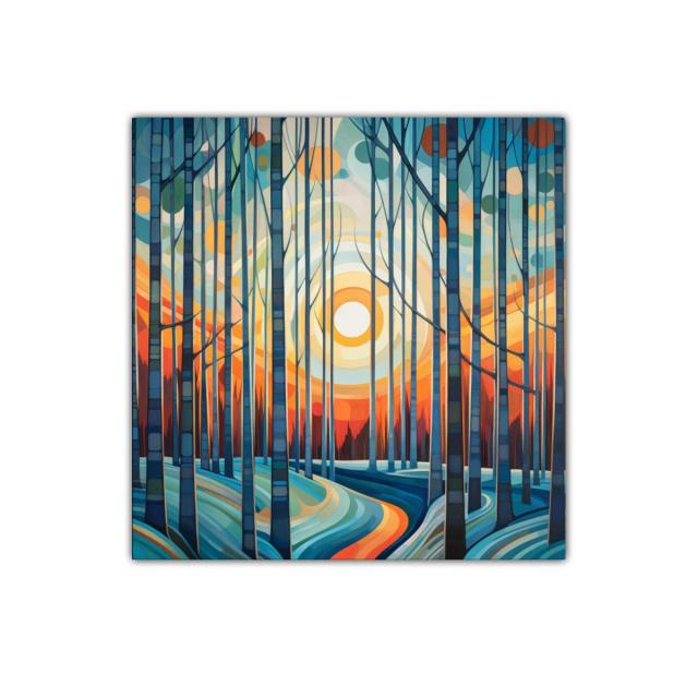 Paisaje forestal abstracto con luz cálida al amanecer