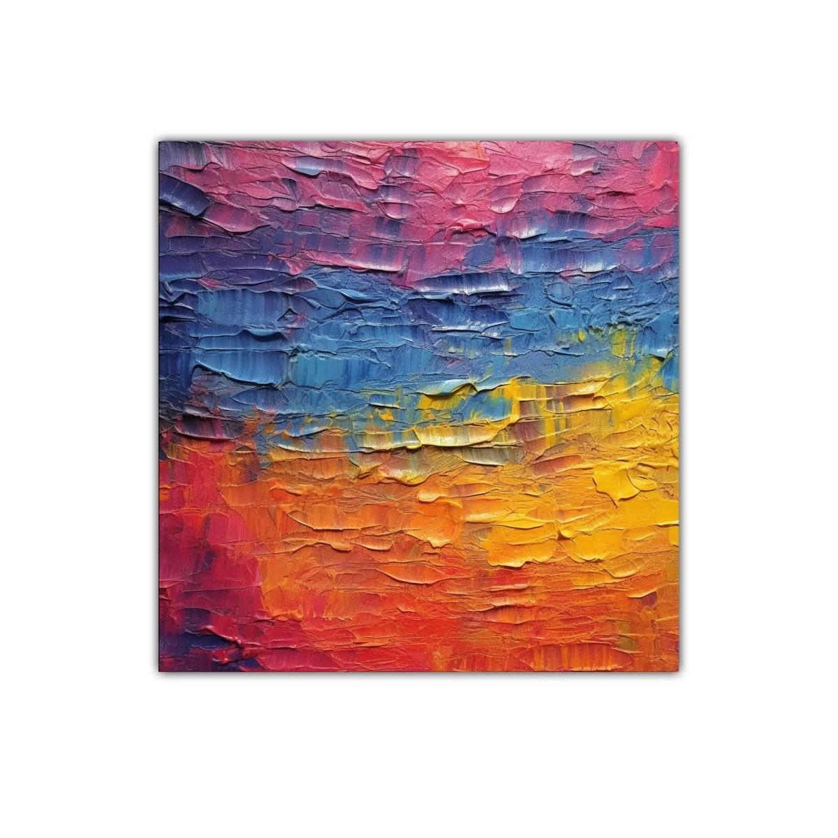 Cuadro abstracto con vibrantes tonos cálidos y fríos — imagen principal