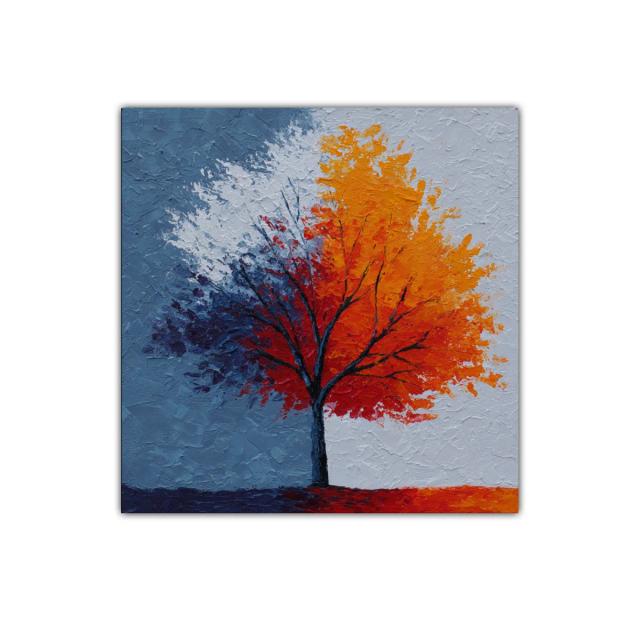 Árbol con hojas multicolor en contraste vibrante