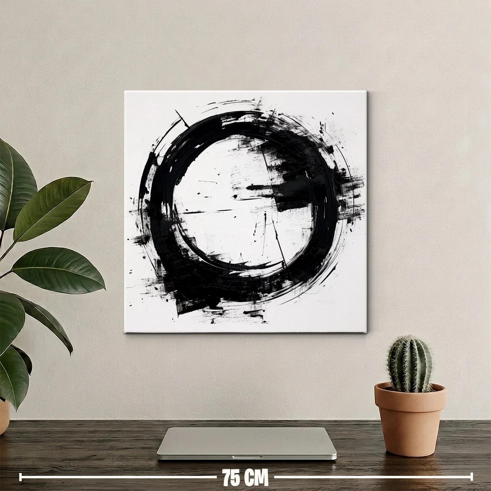 Círculo negro abstracto en fondo blanco moderno y elegante — miniatura 2
