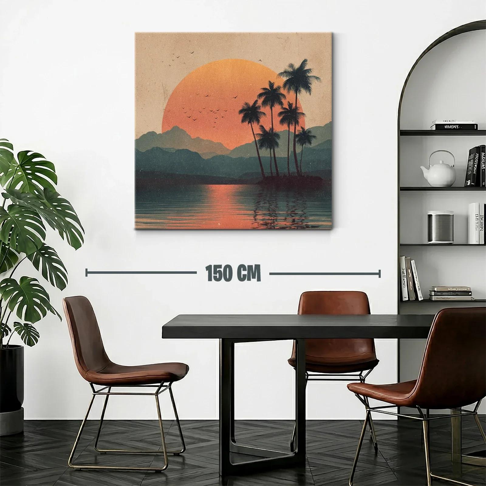 Atardecer tropical con palmeras y reflejo en el agua — miniatura 2