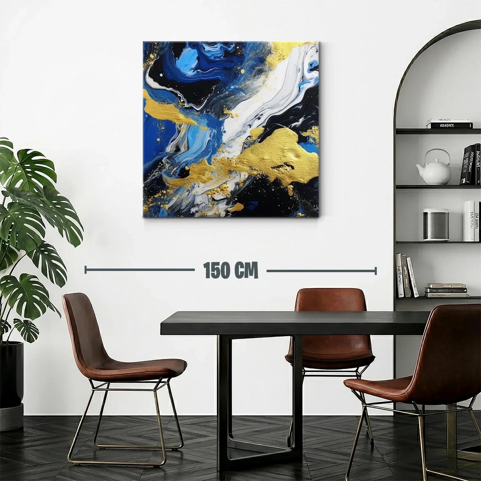 Abstracto vibrante en azul negro y dorado elegante — miniatura 2