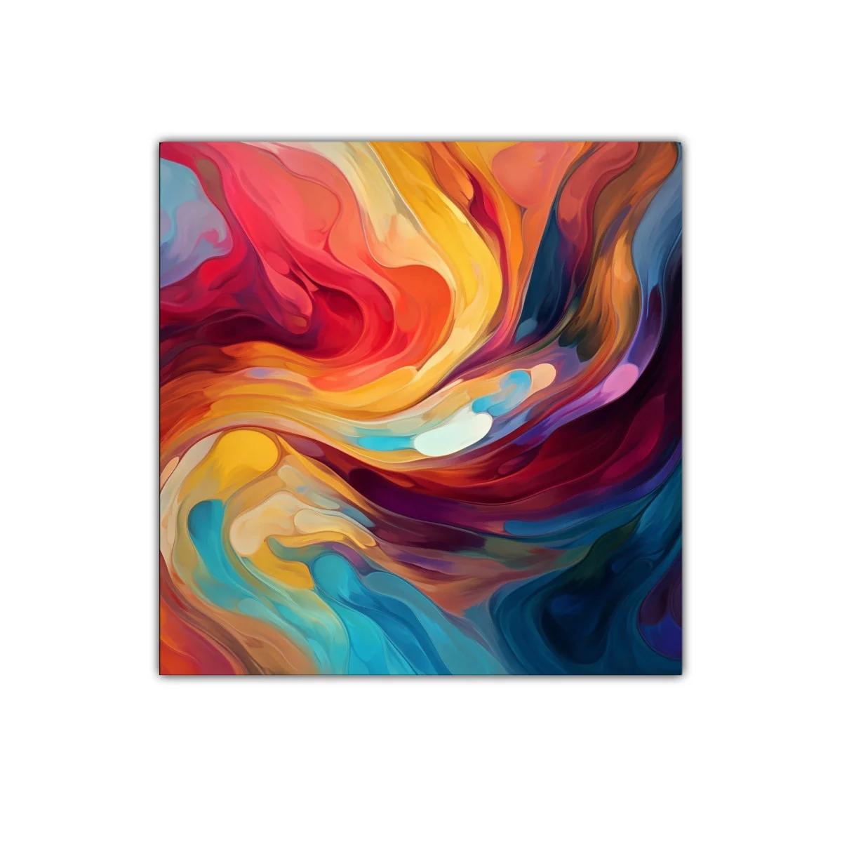 Cuadro abstracto con colores vibrantes y formas fluidas
