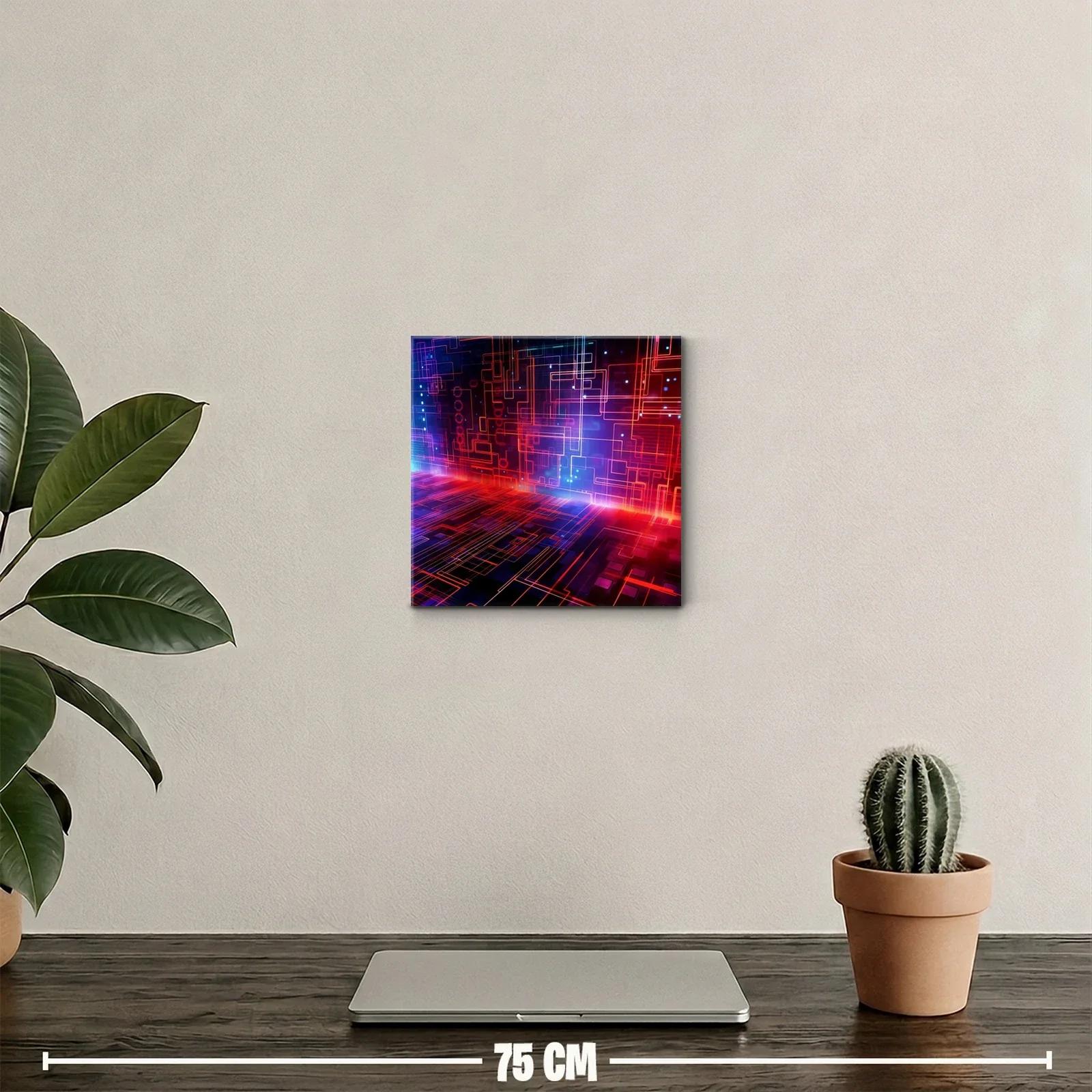 Composición abstracta de líneas luminosas en tonos cálidos y fríos — miniatura 2