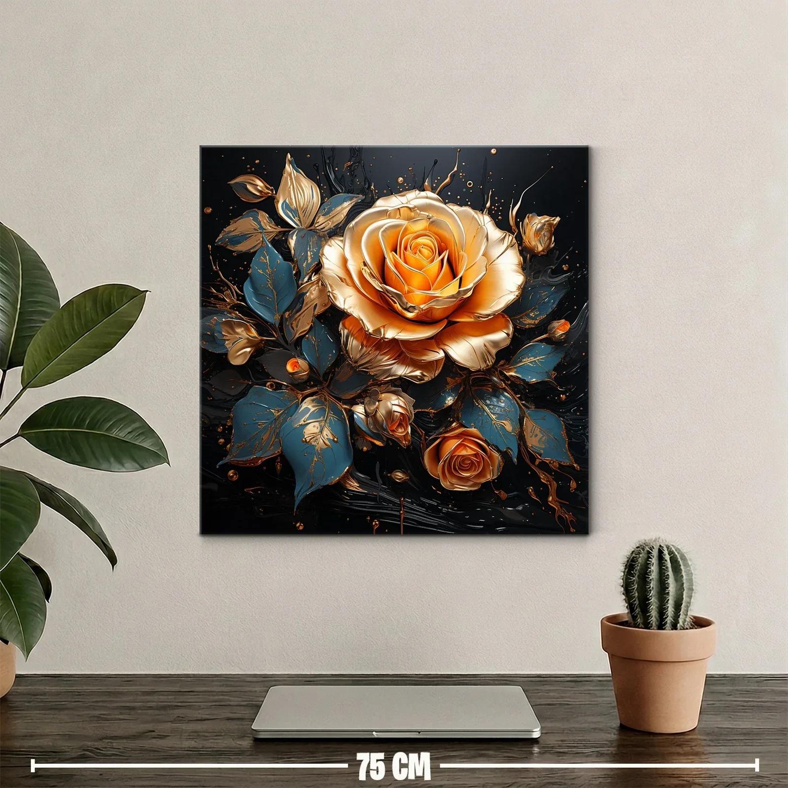 Rosas doradas y azul oscuro en composición elegante y vibrante — miniatura 2