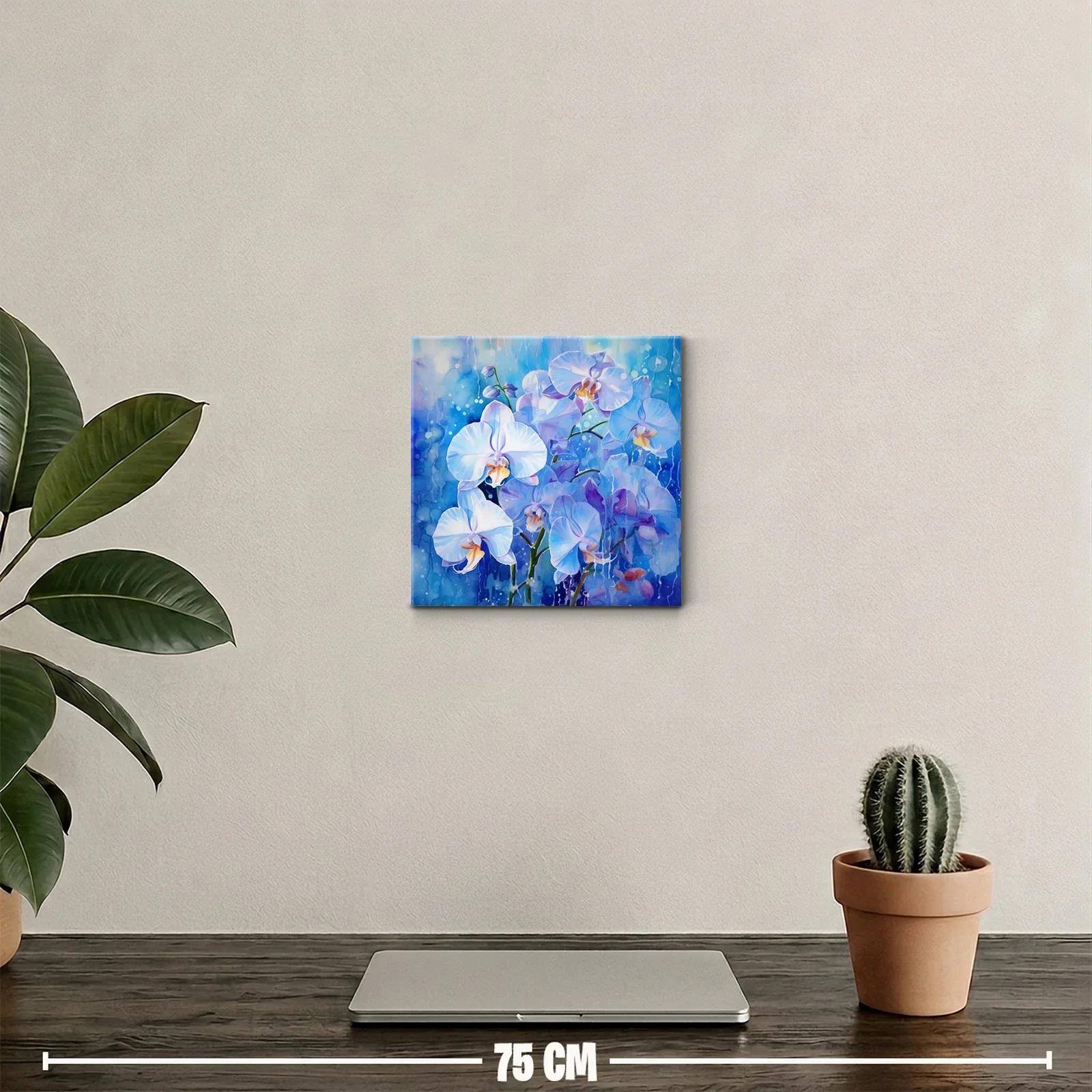 Orquídeas blancas sobre fondo azul vibrante — miniatura 2