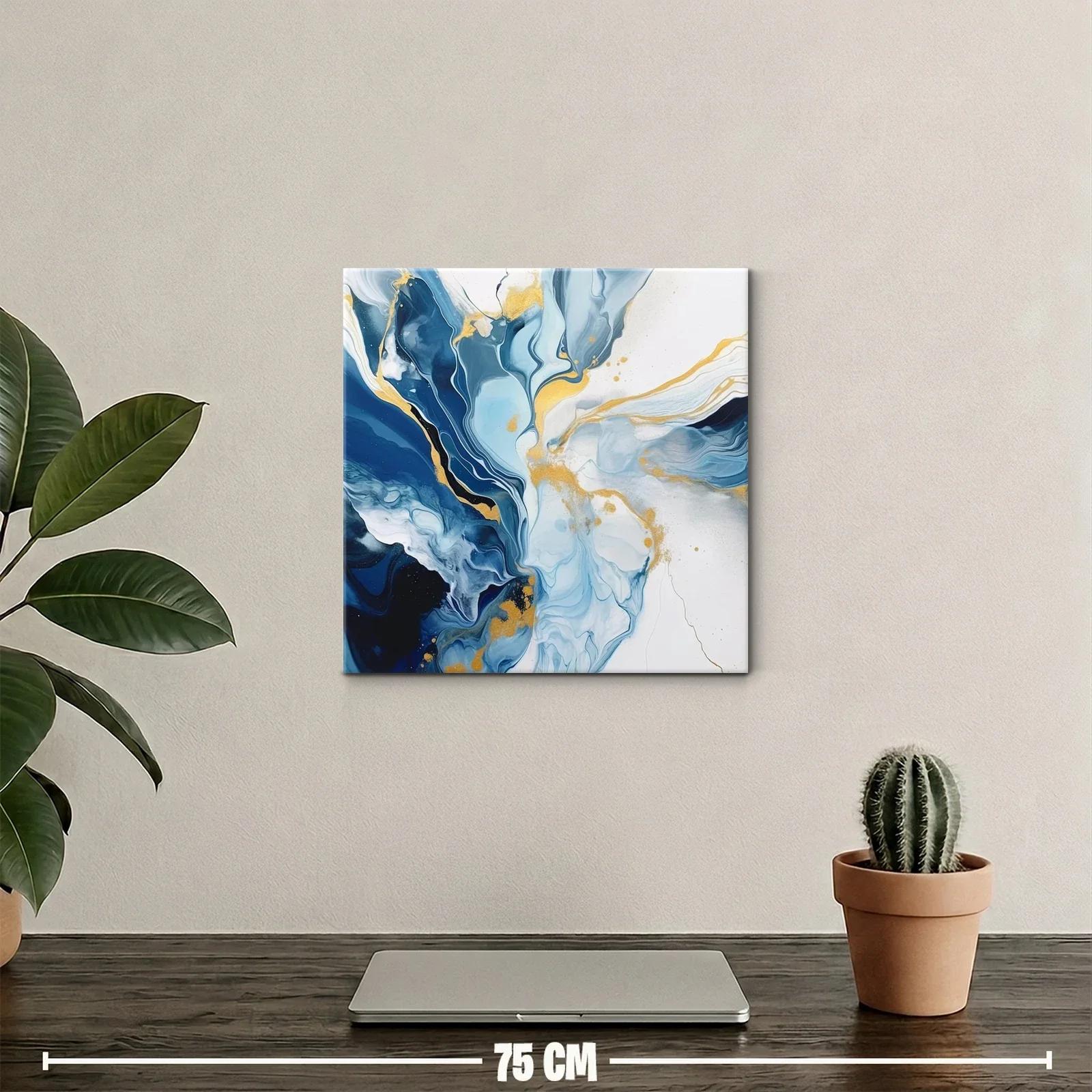 Cuadro abstracto con tonos azules y dorados elegantes — miniatura 2