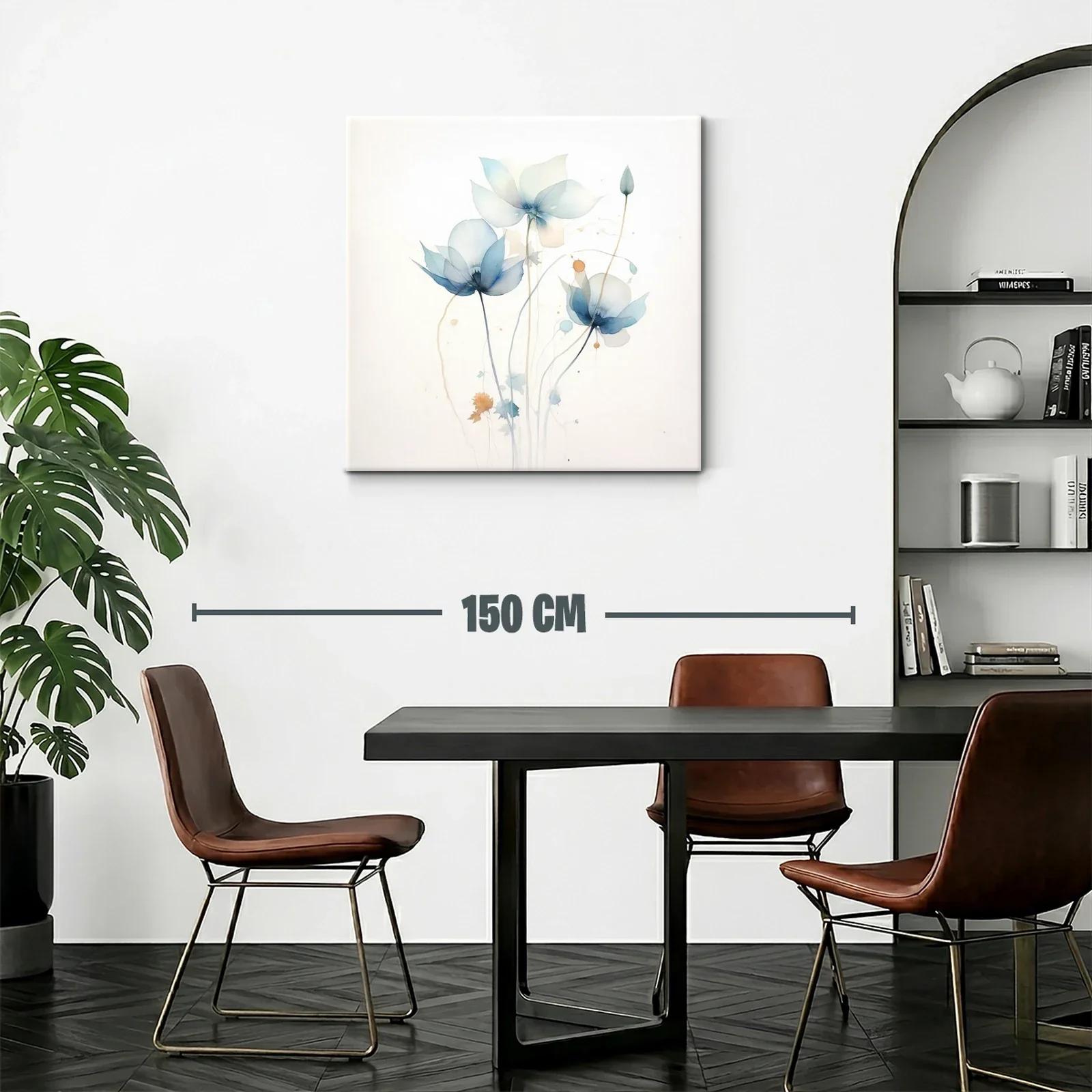 Cuadro floral con tonos suaves en azul y beige — miniatura 2