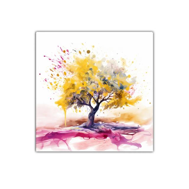 Árbol vibrante con colores vivos y explosión artística