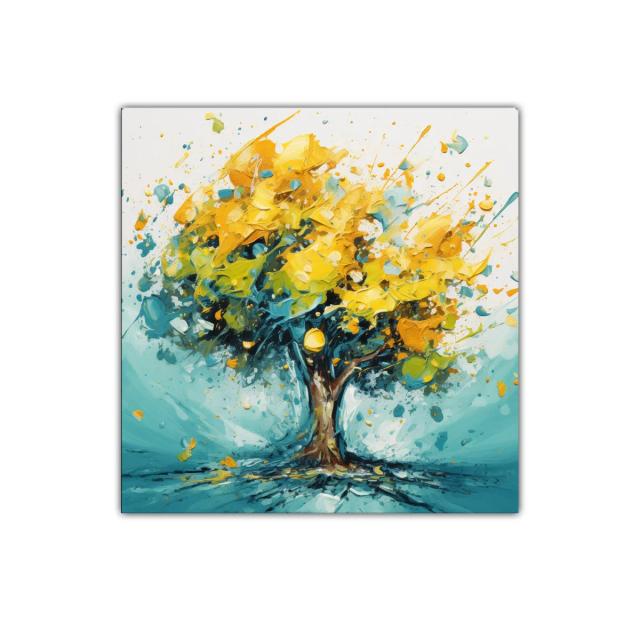 Árbol vibrante en tonos amarillos y azules