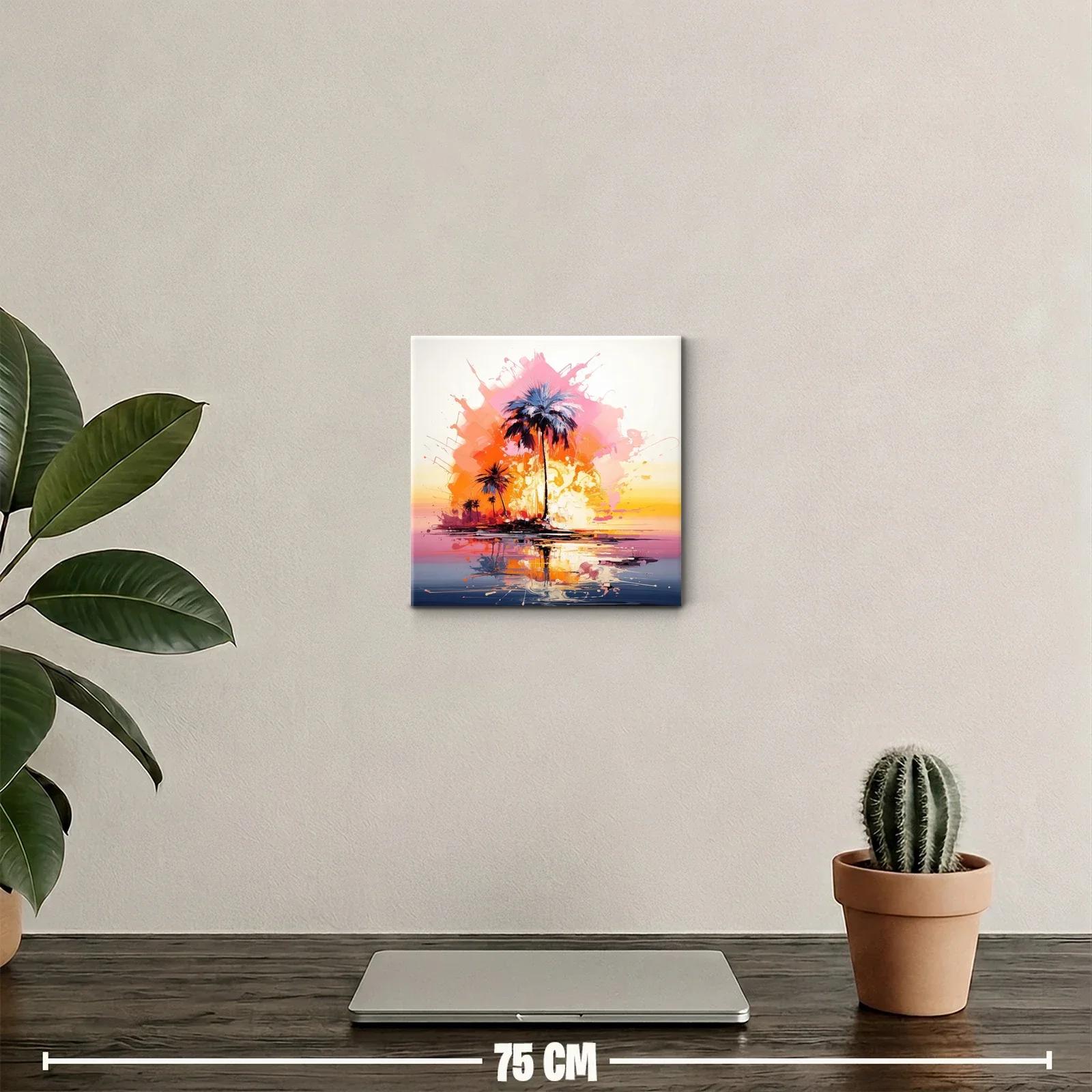 Palmeras al atardecer en explosión de color vibrante — miniatura 2