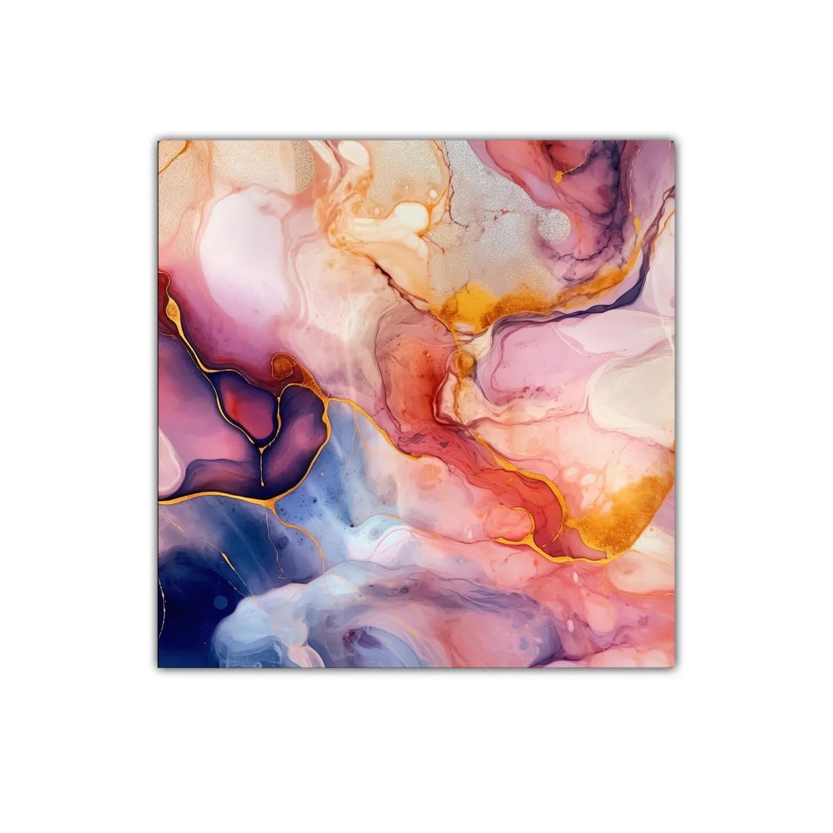Arte abstracto fluido en tonos cálidos y fríos vibrantes