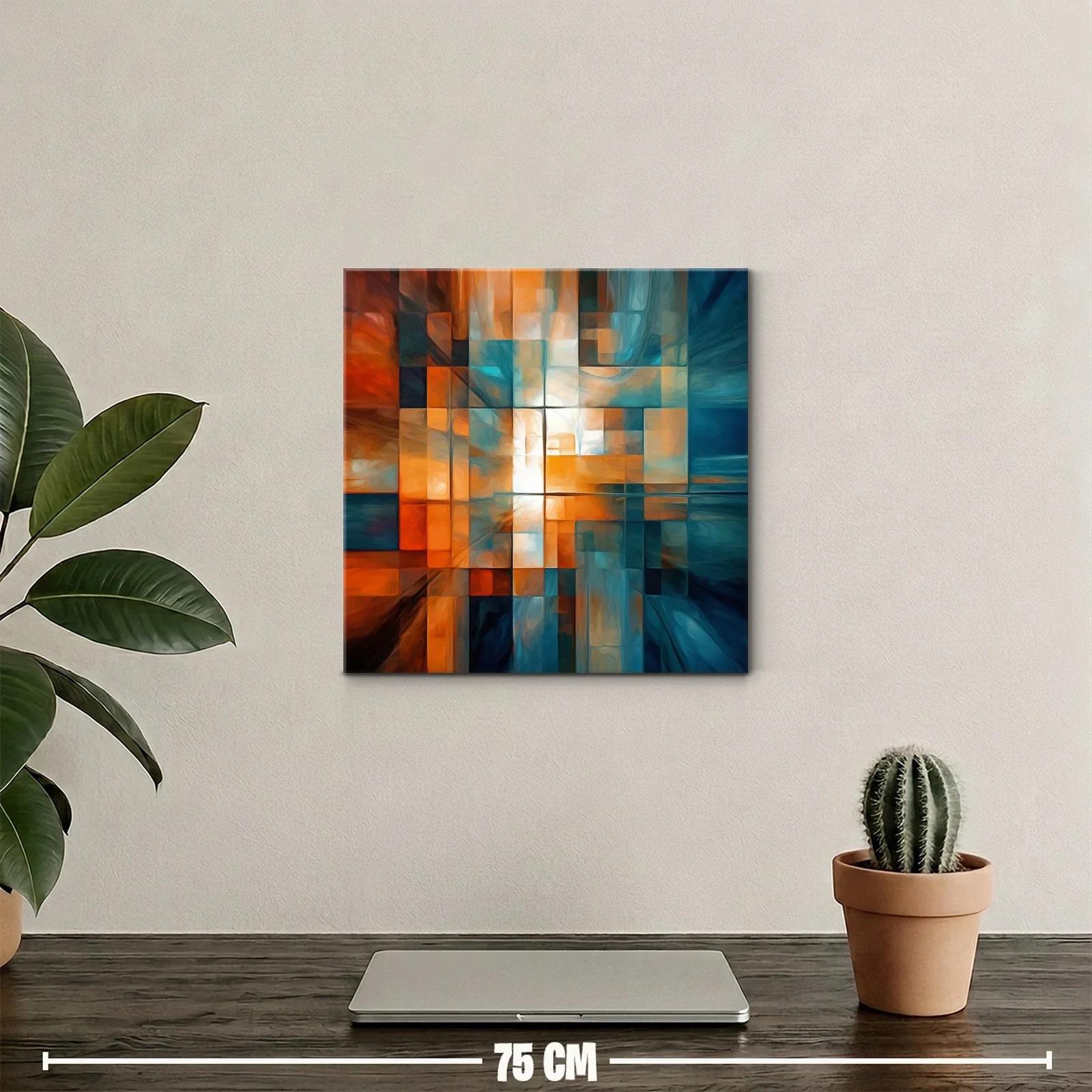 Composición abstracta en tonos cálidos y fríos para espacios modernos — miniatura 2
