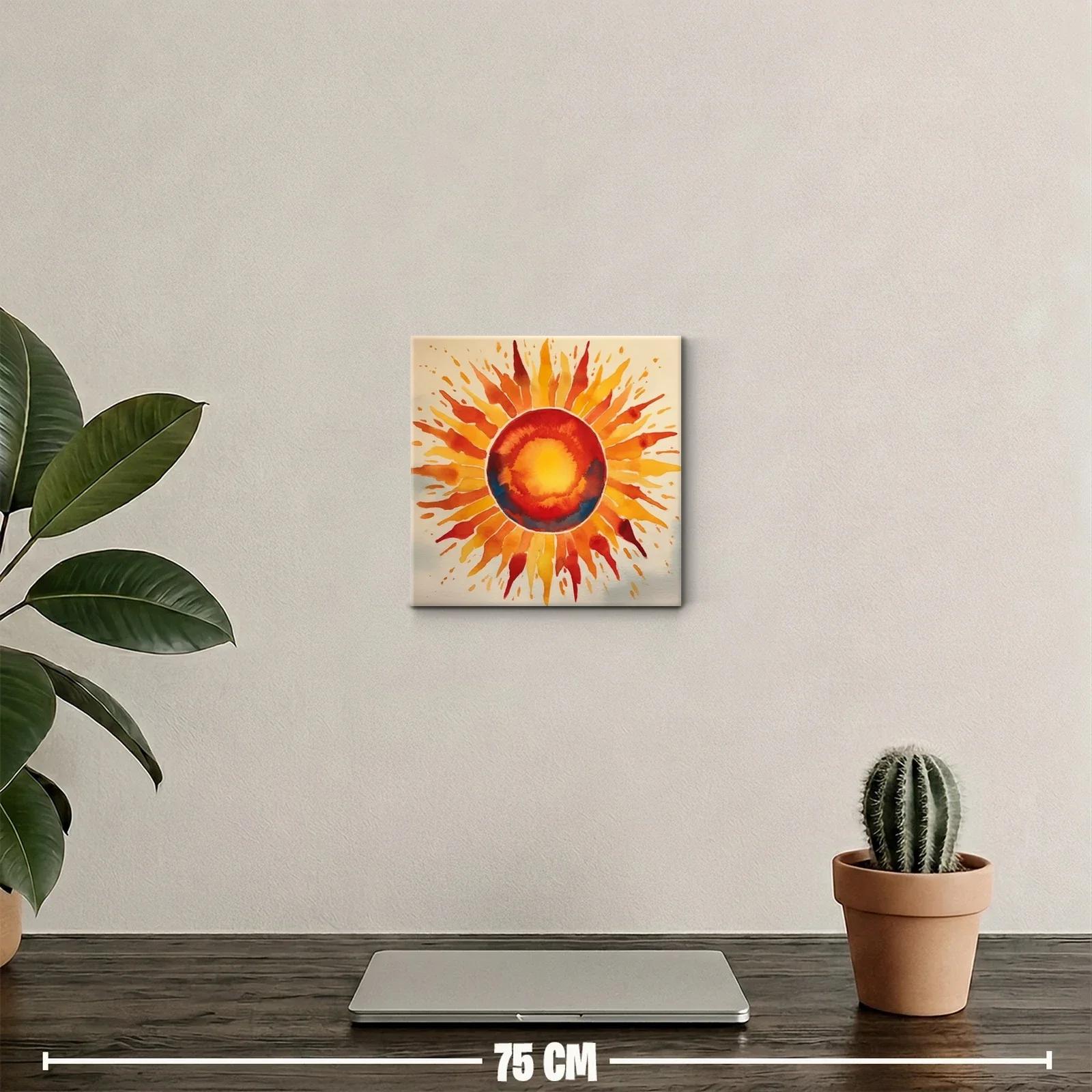 Cuadro decorativo con sol radiante en tonos cálidos — miniatura 2
