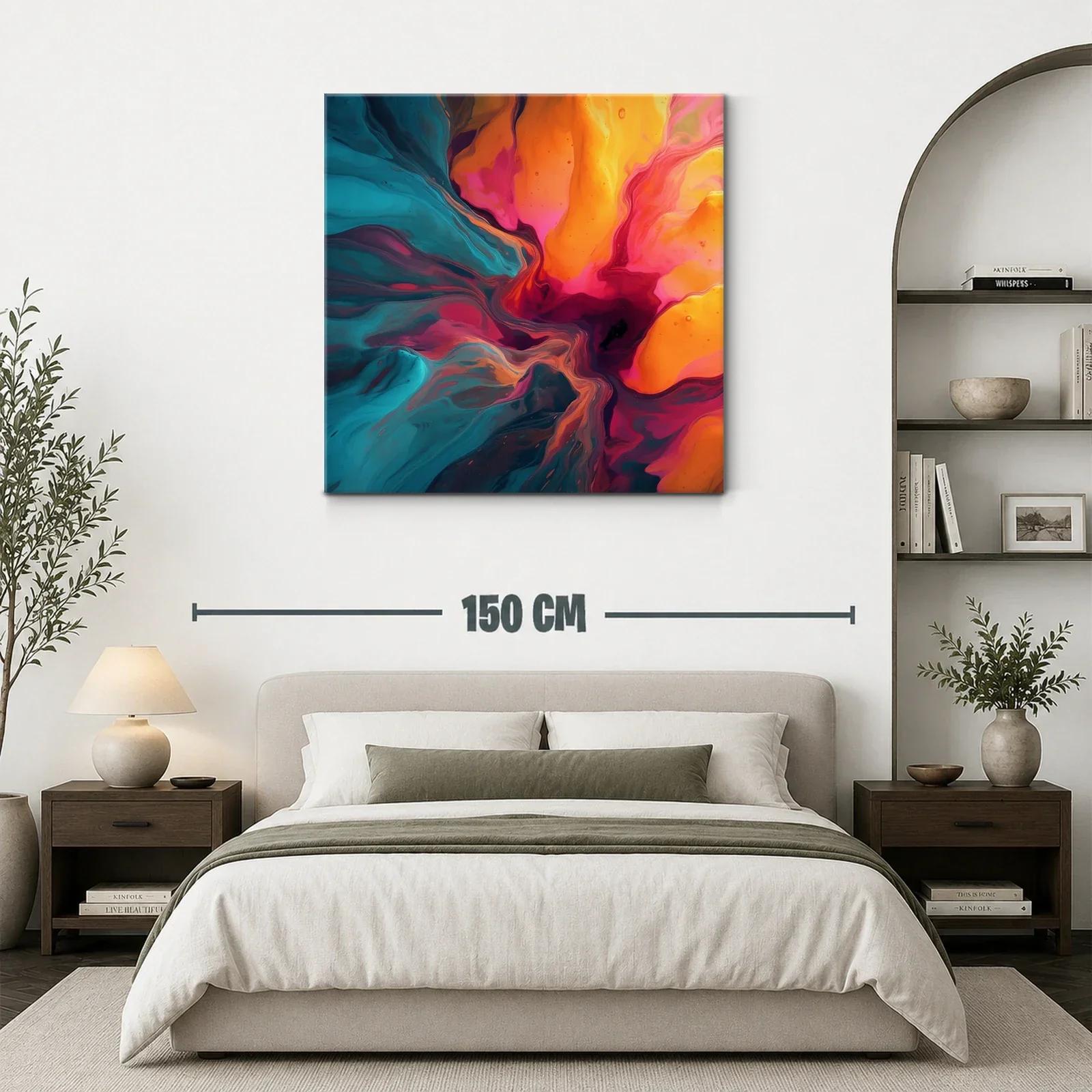 Cuadro abstracto con vibrantes tonos cálidos y fríos — miniatura 3