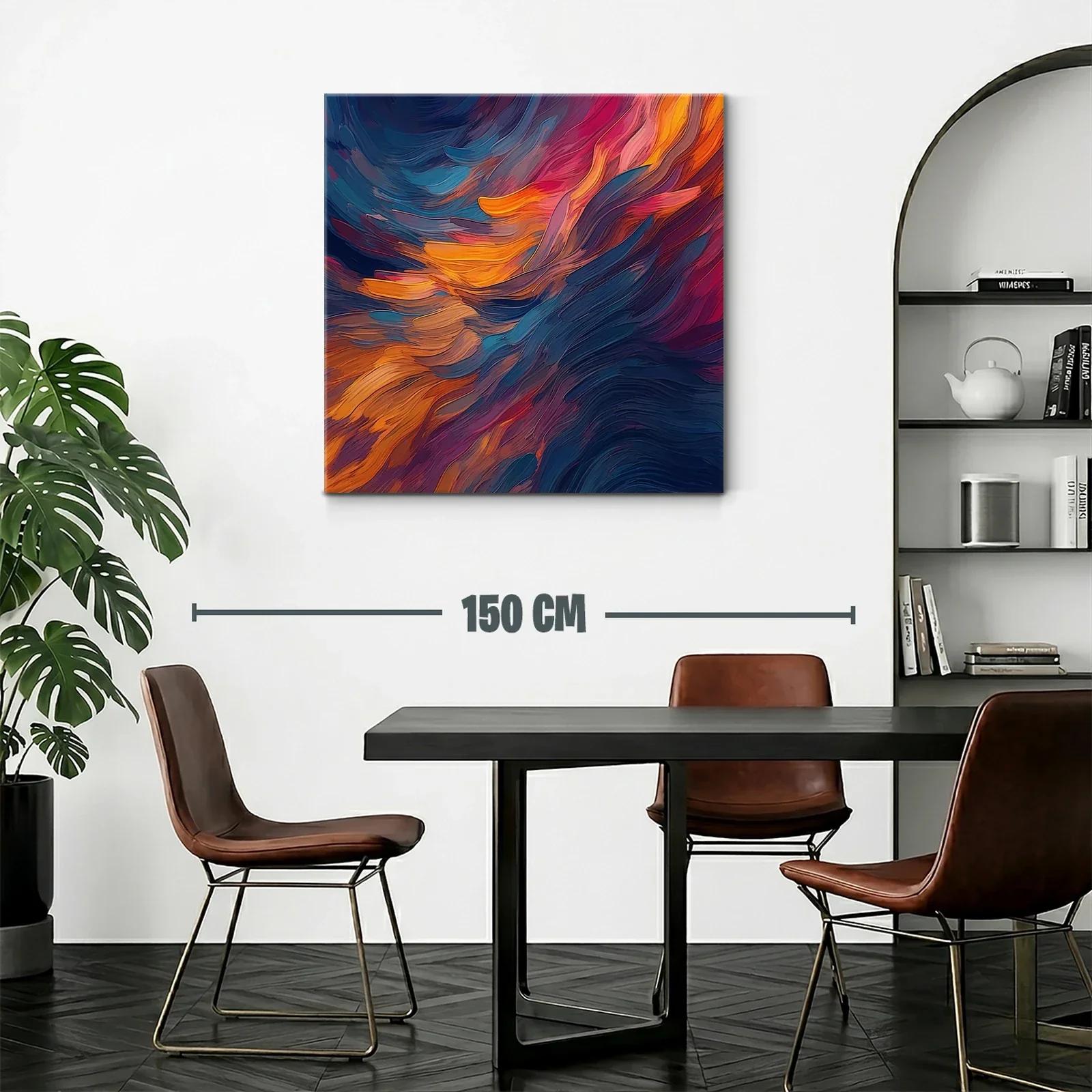 Cuadro abstracto con tonos cálidos y azules profundos — miniatura 2