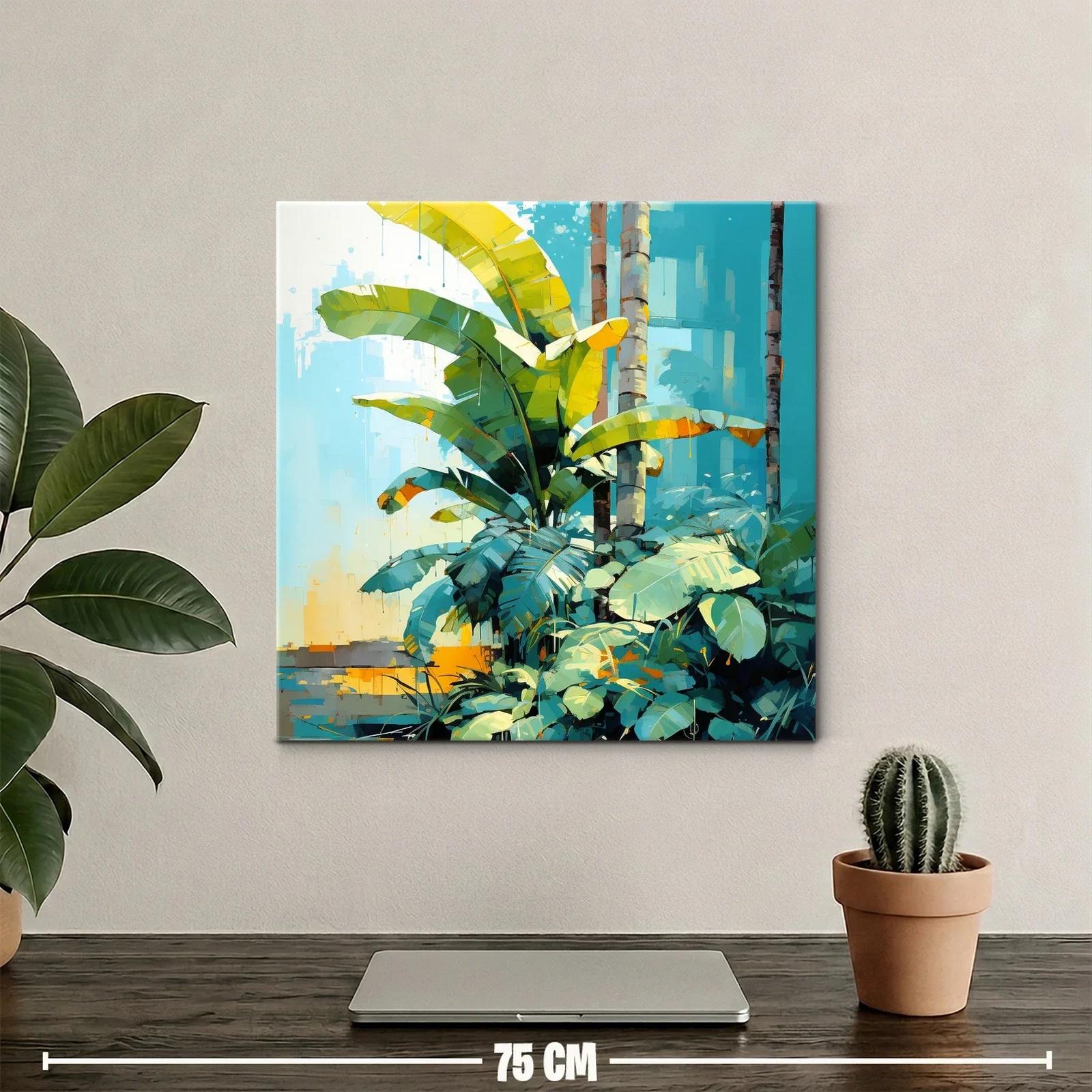 Exuberante jungla tropical con hojas verdes y luz cálida — miniatura 2