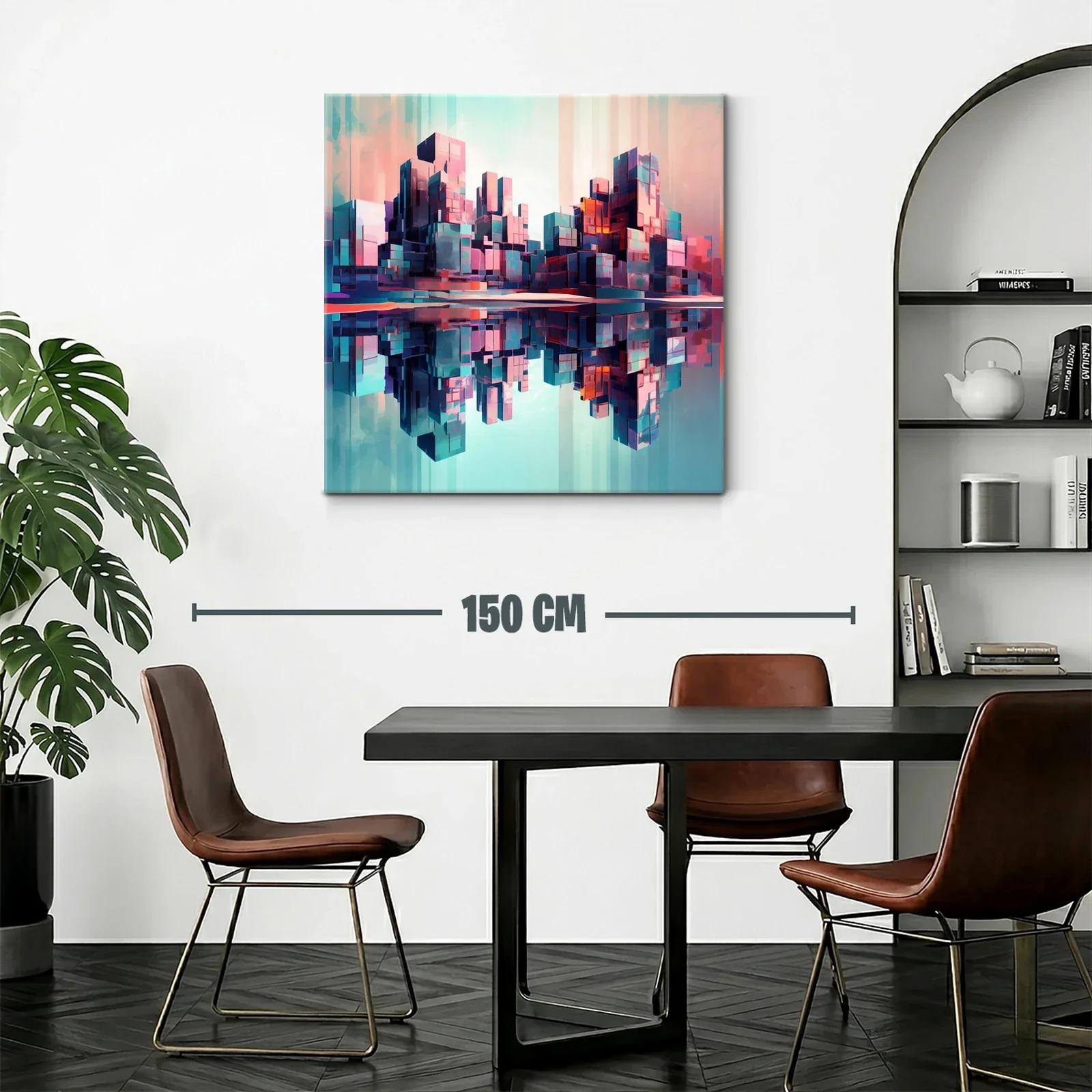 Ciudad futurista reflejada en tonos vibrantes y suaves — miniatura 2