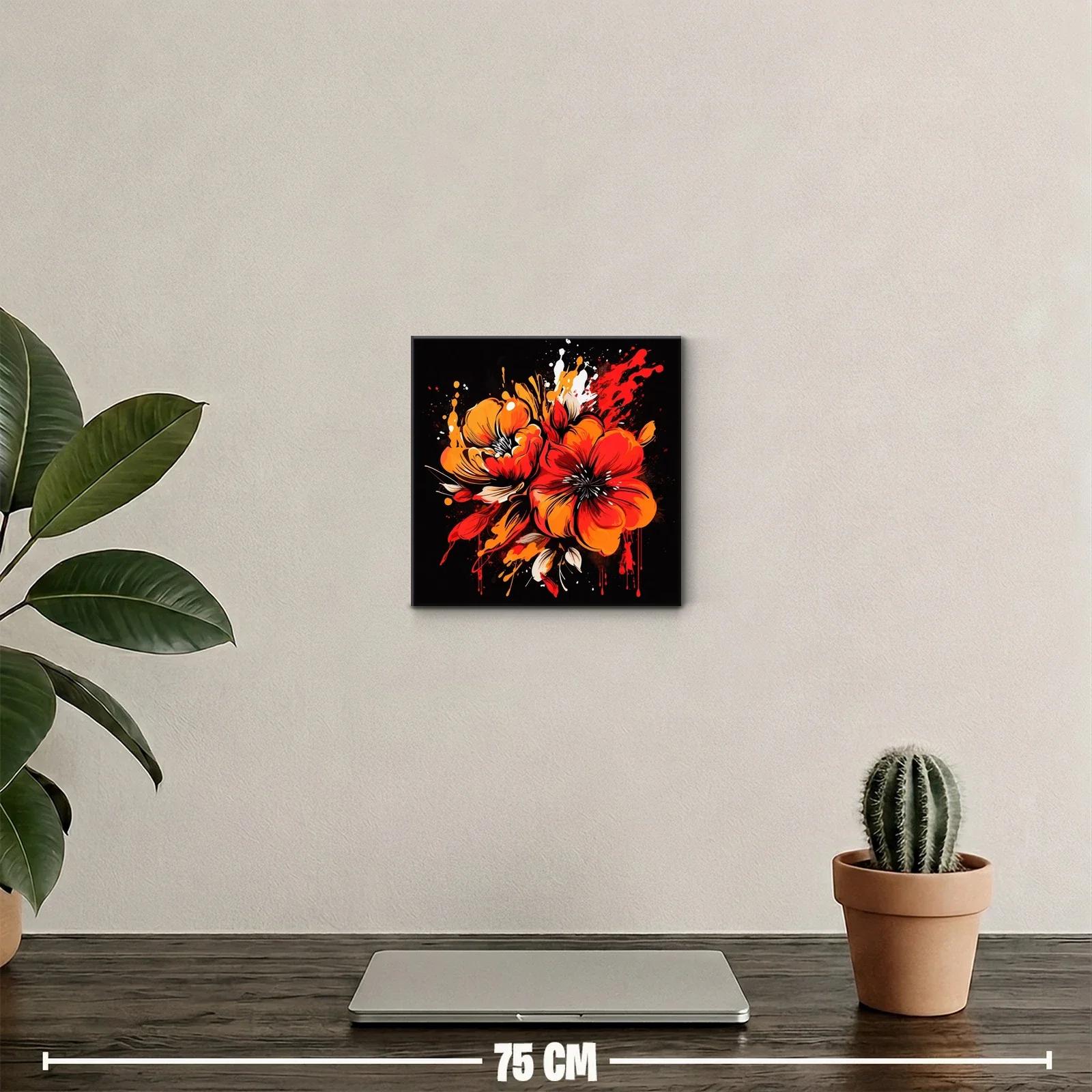 Flores vibrantes en tonos rojos y naranjas sobre fondo oscuro — miniatura 2