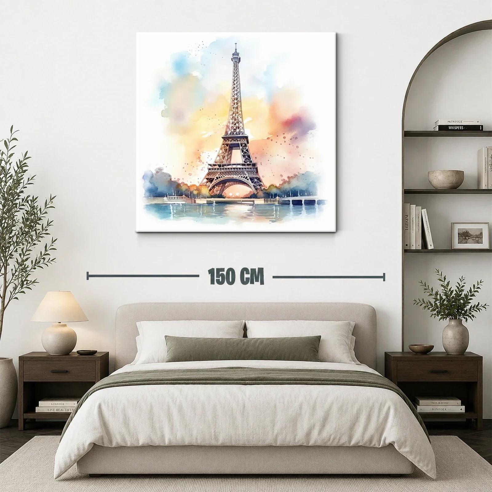 Cuadro Torre Eiffel en Acuarela con Tonos Suaves y Cálidos — miniatura 3