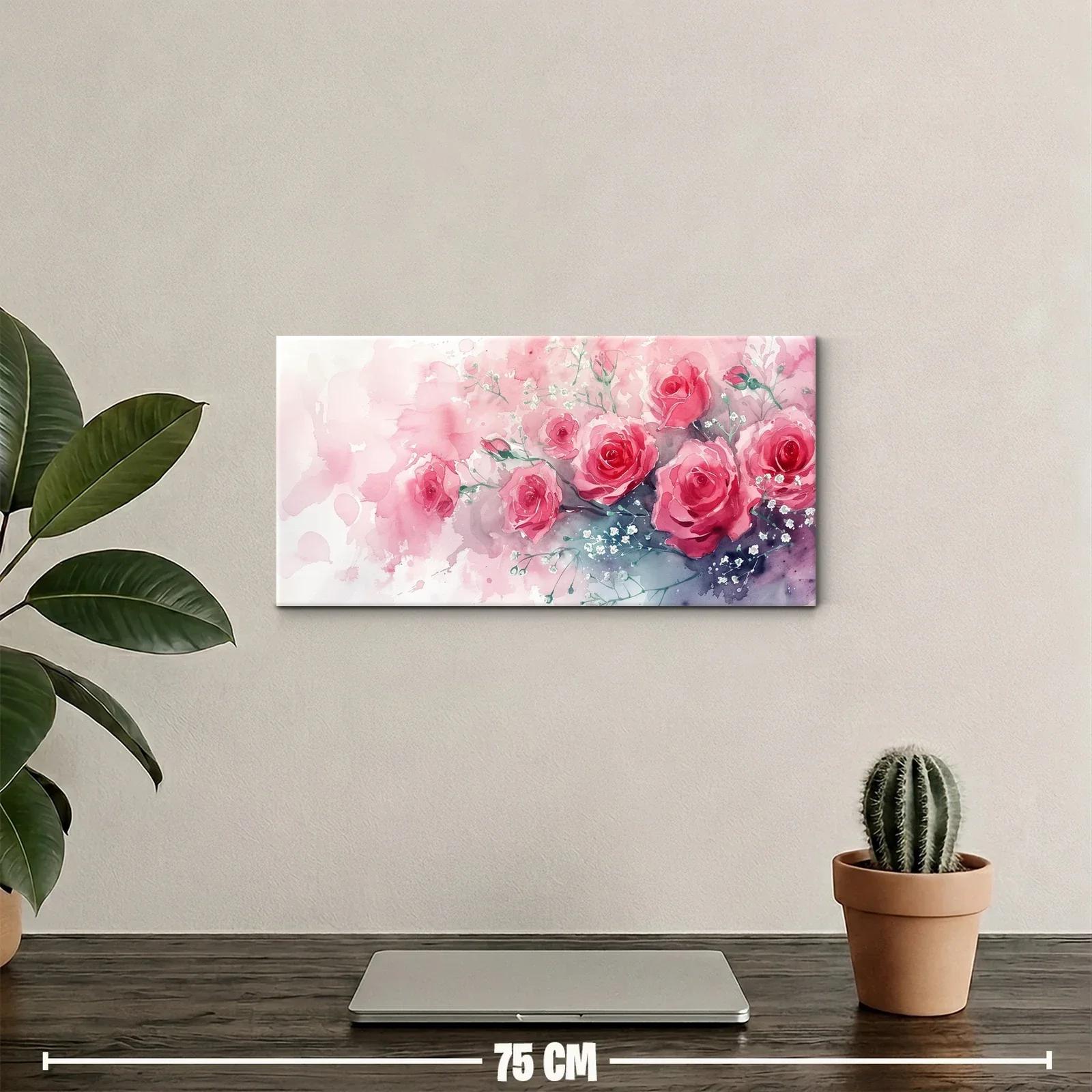 Cuadro ramo de rosas rosadas en acuarela — miniatura 2