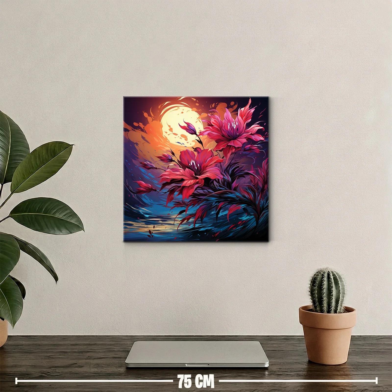 Flores vibrantes bajo la luz intensa de la luna llena — miniatura 2