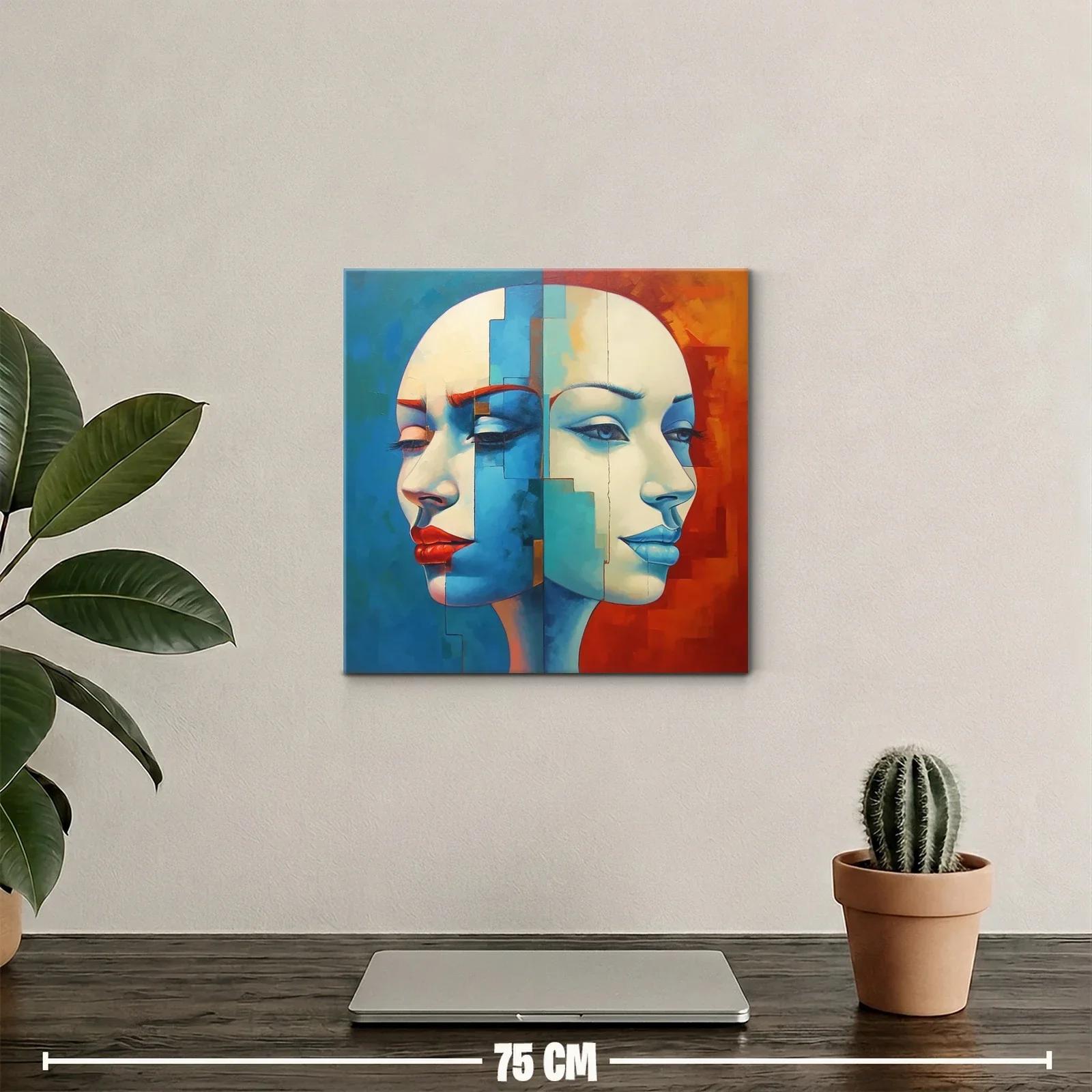 Retrato dual con contraste cálido y frío en tonos intensos — miniatura 2