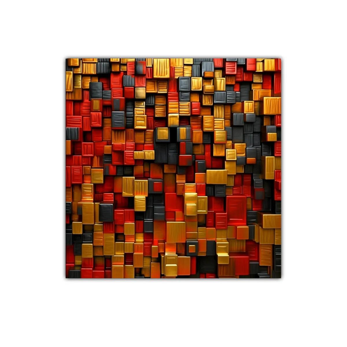 Cuadro decorativo abstracto con bloques en tonos cálidos