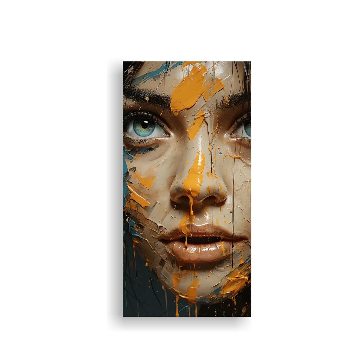 Cuadro rostro de mujer con pintura salpicada