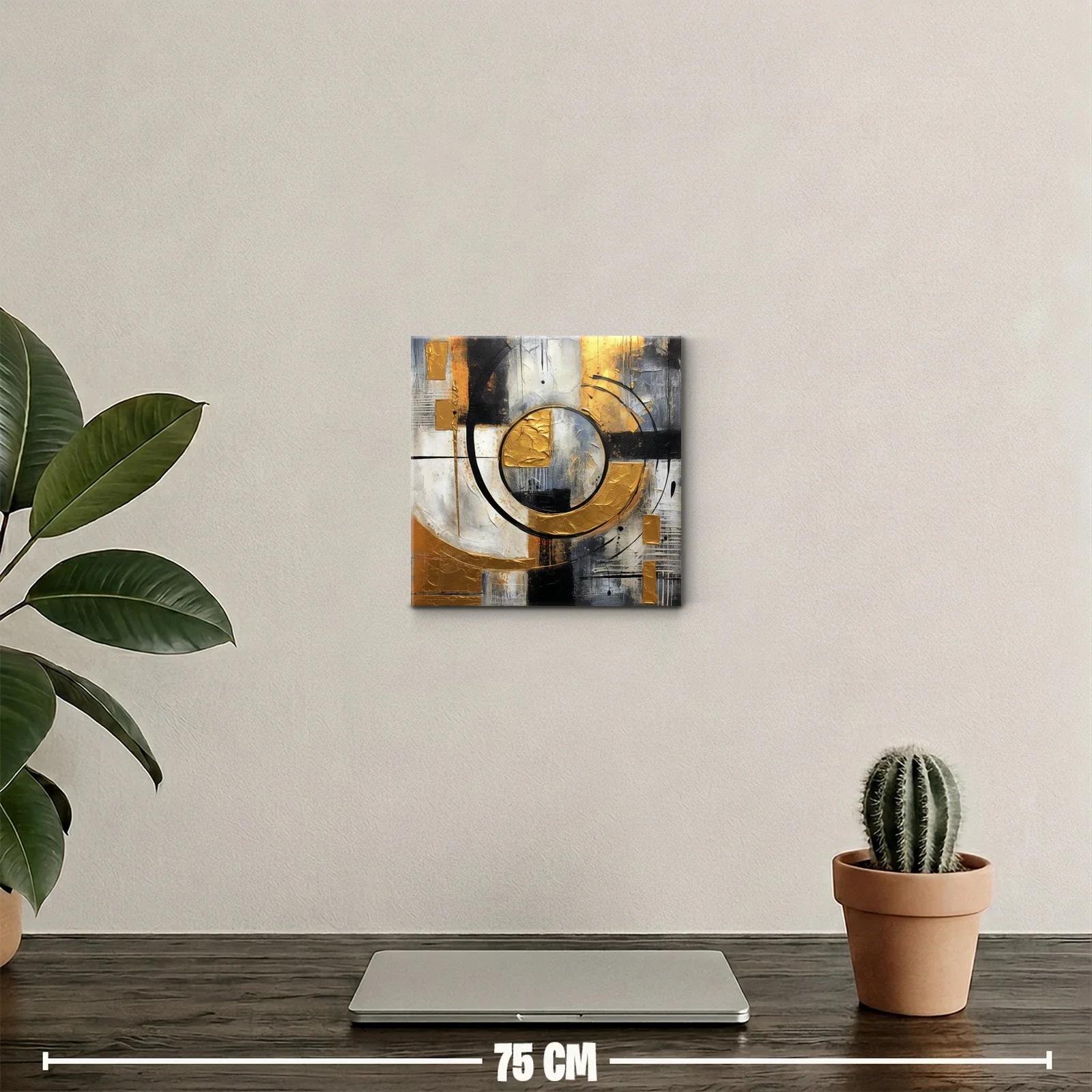 Composición abstracta con círculos y tonos dorados — miniatura 2