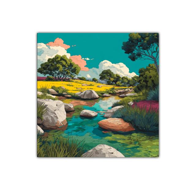 Paisaje natural con río sereno y árboles verdes
