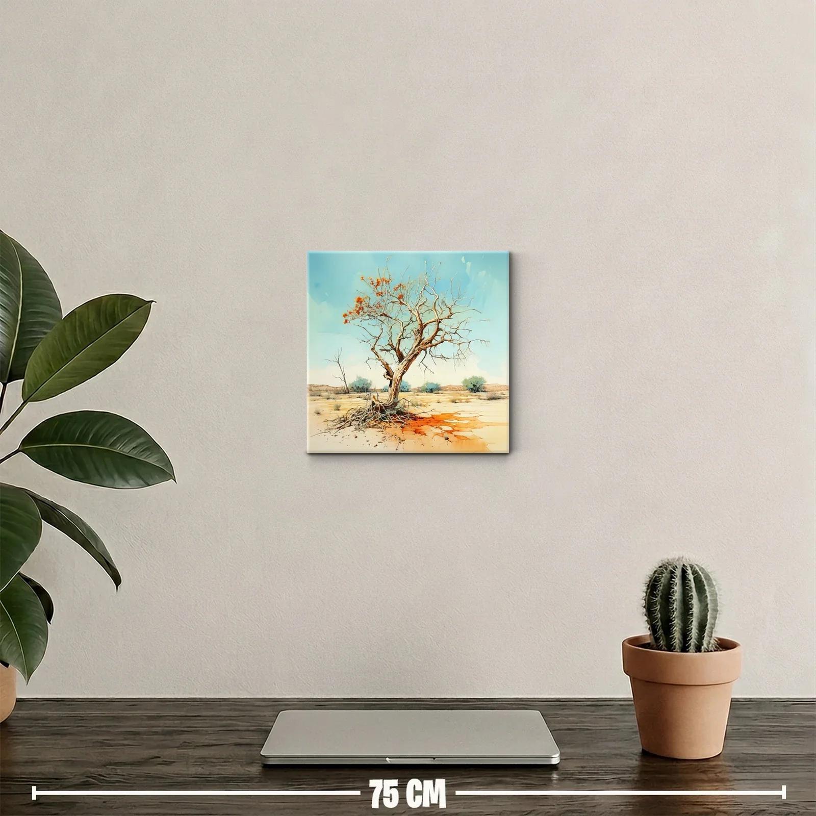 Árbol Seco con Flores Naranjas en Paisaje Árido — miniatura 2