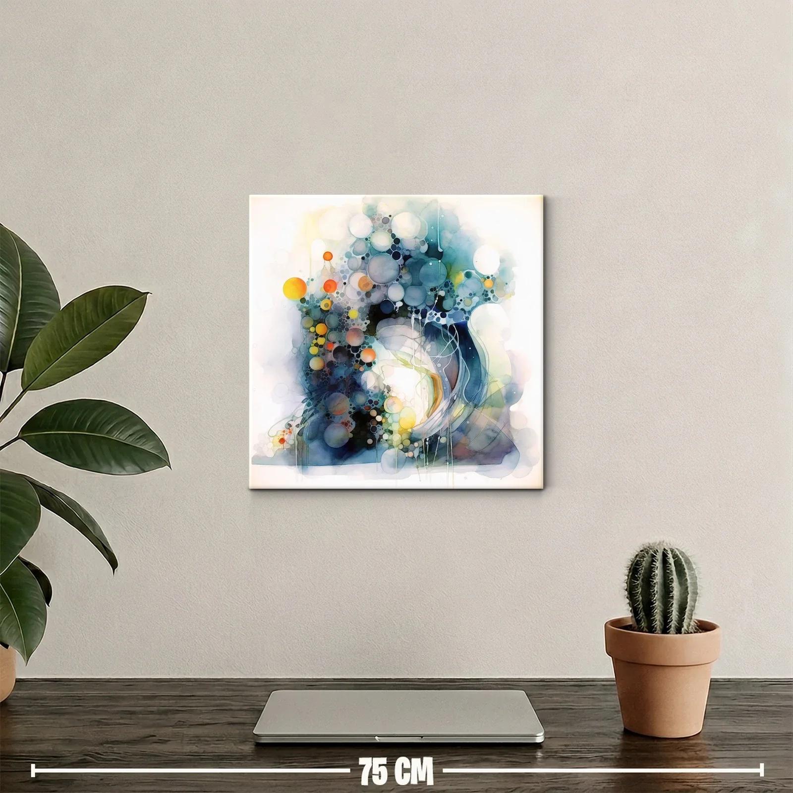 Composición abstracta con burbujas en tonos azules y naranjas — miniatura 2