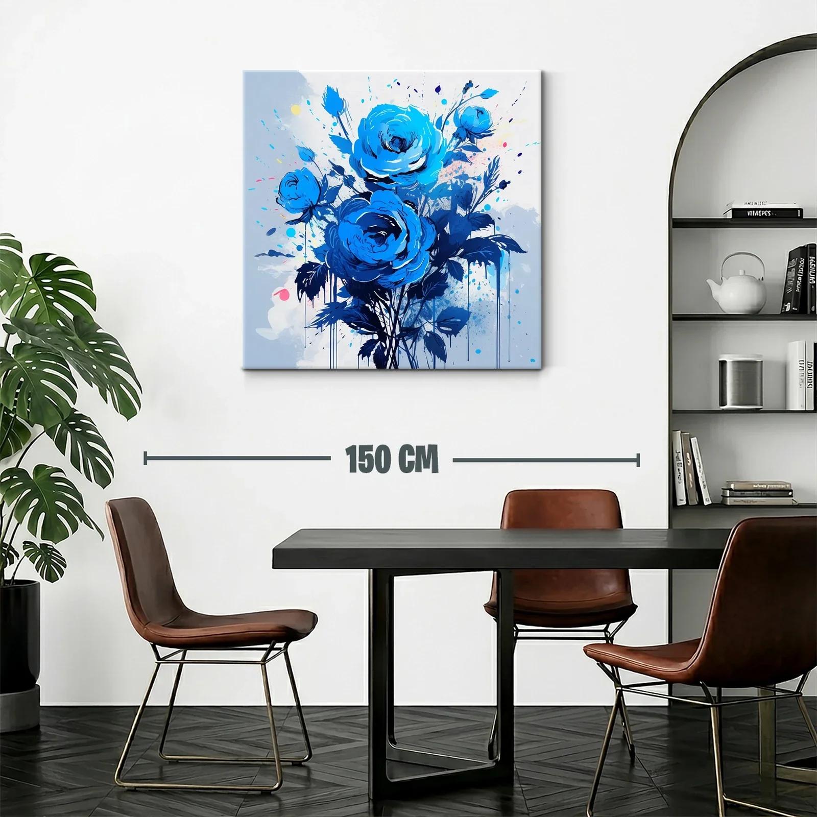 Ramo de rosas azules con pinceladas expresivas — miniatura 2