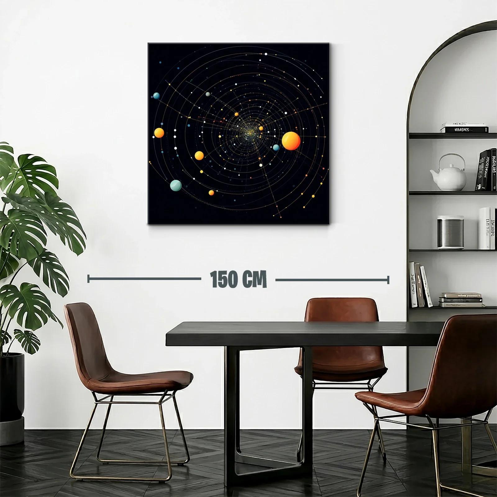 Cuadro abstracto con espiral cósmica y elementos planetarios — miniatura 2