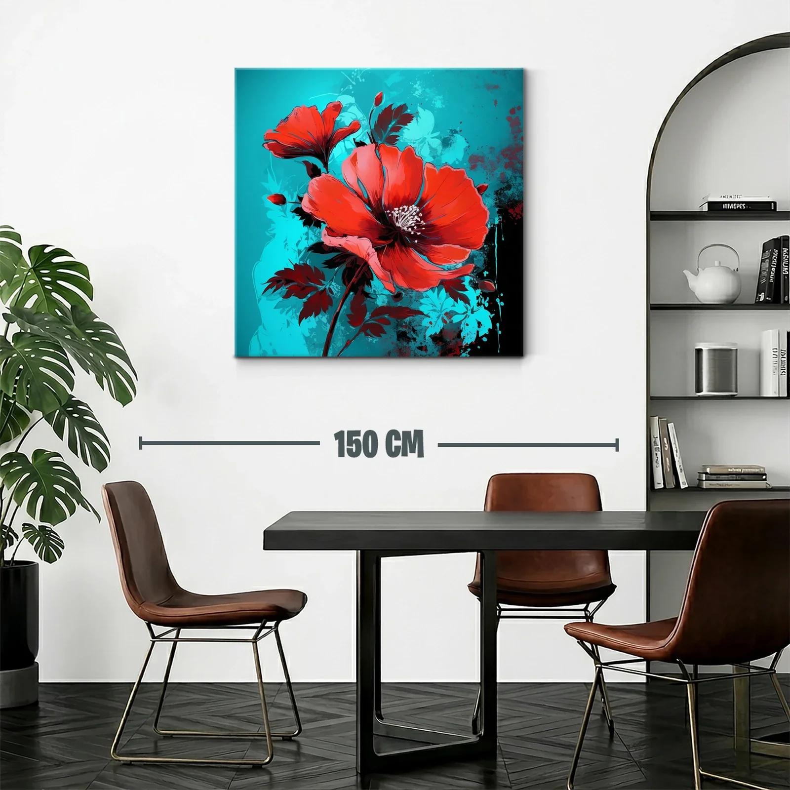 Impacto floral rojo sobre fondo azul vibrante — miniatura 2