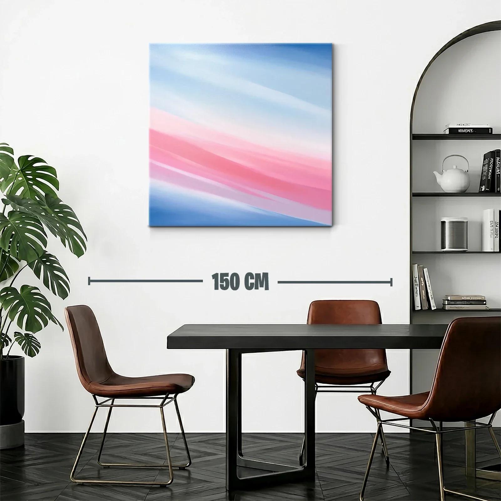 Cuadro abstracto con tonos azules y rosas degradados — miniatura 2