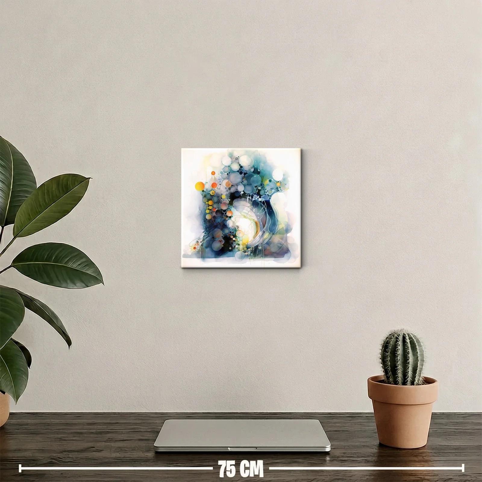 Composición abstracta con burbujas en tonos azules y naranjas — miniatura 2