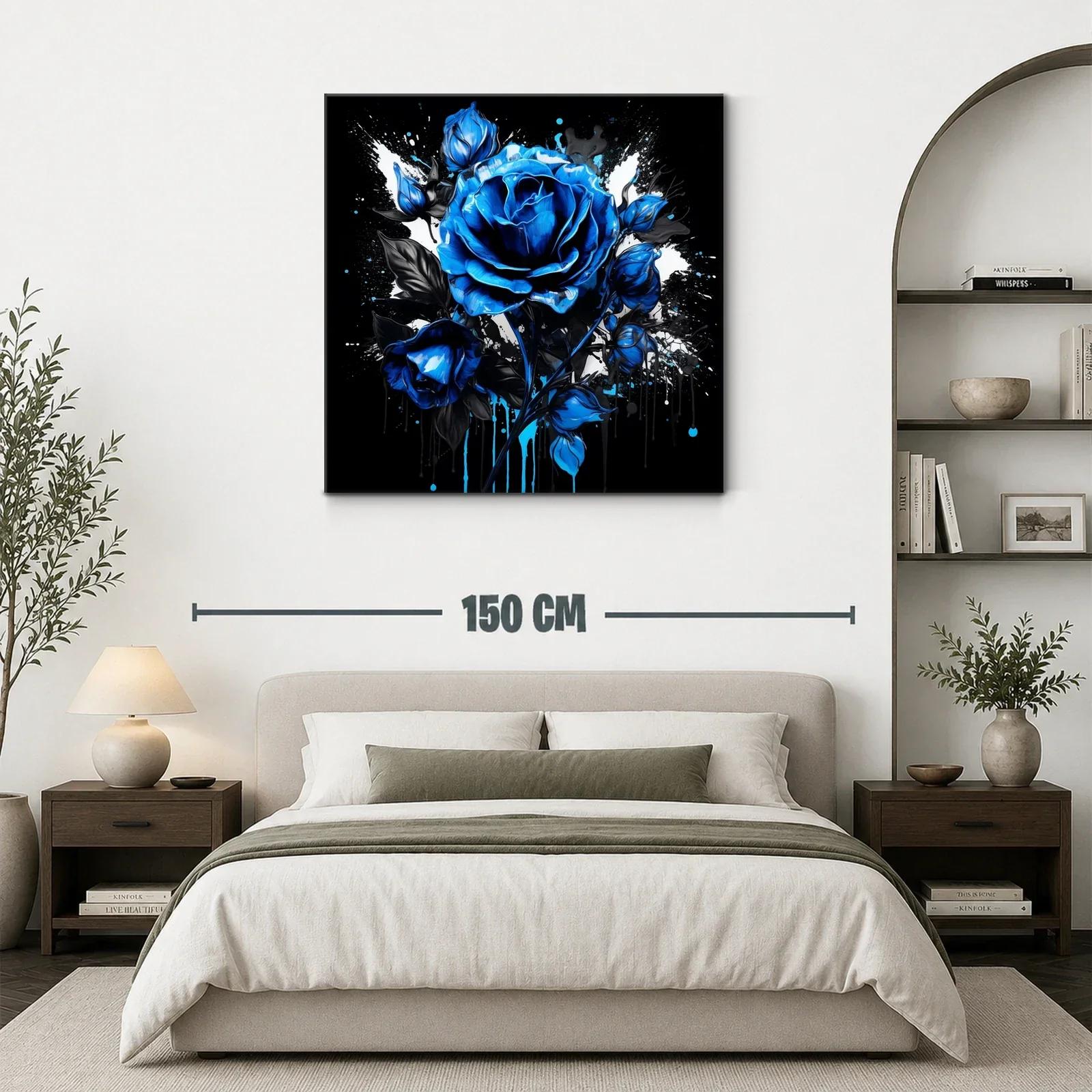 Rosa azul vibrante sobre fondo negro y blanco impactante — miniatura 3