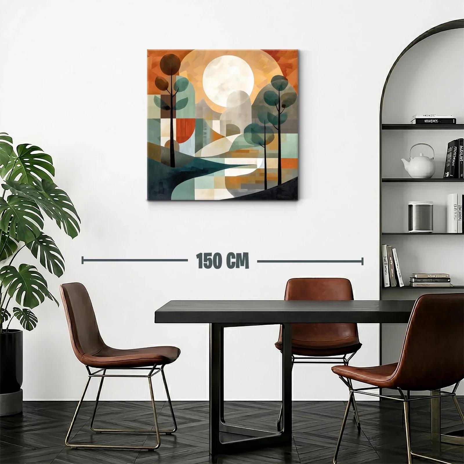 Paisaje abstracto con árboles y gran luna brillante — miniatura 2