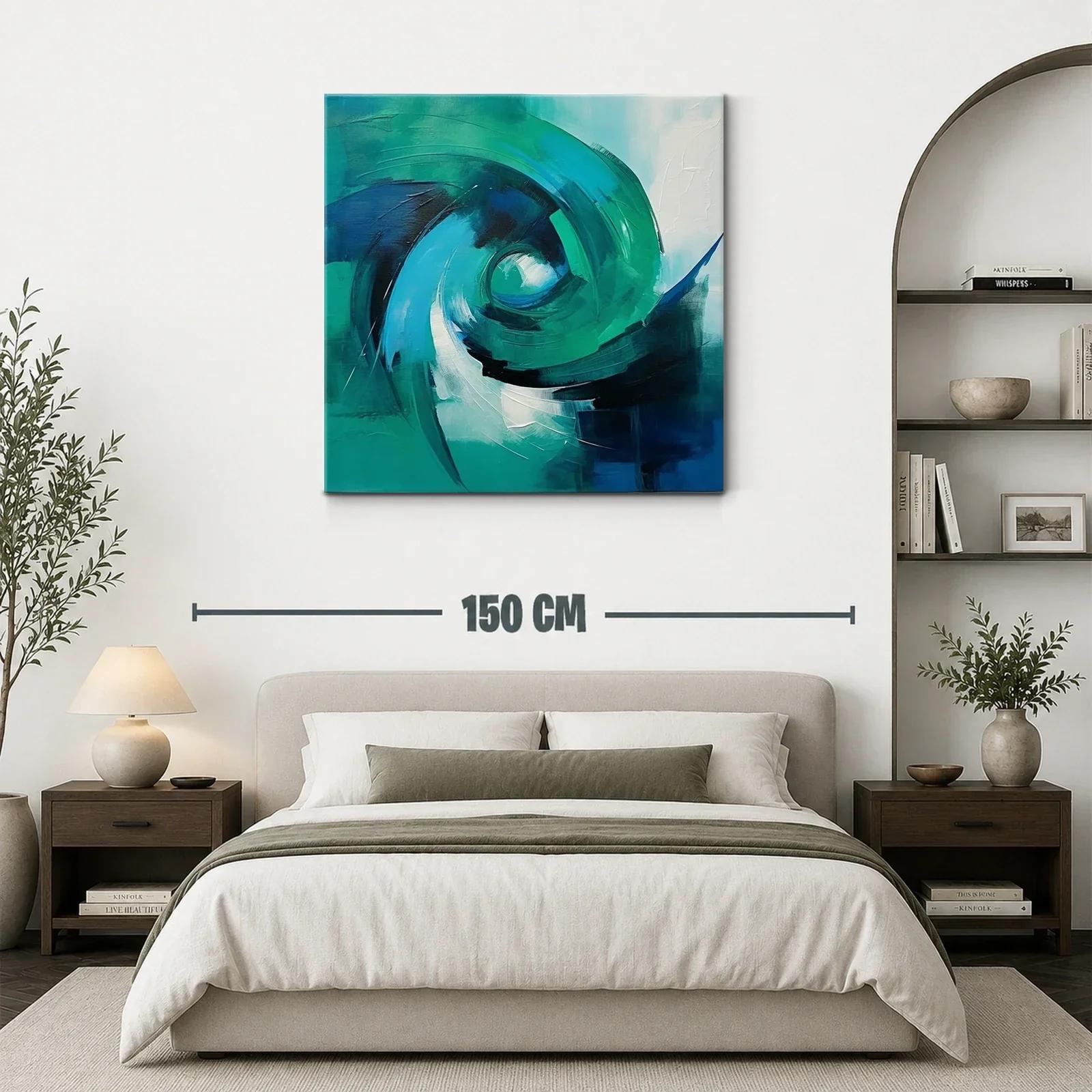 Cuadro abstracto en tonos azules y verdes vibrantes — miniatura 3