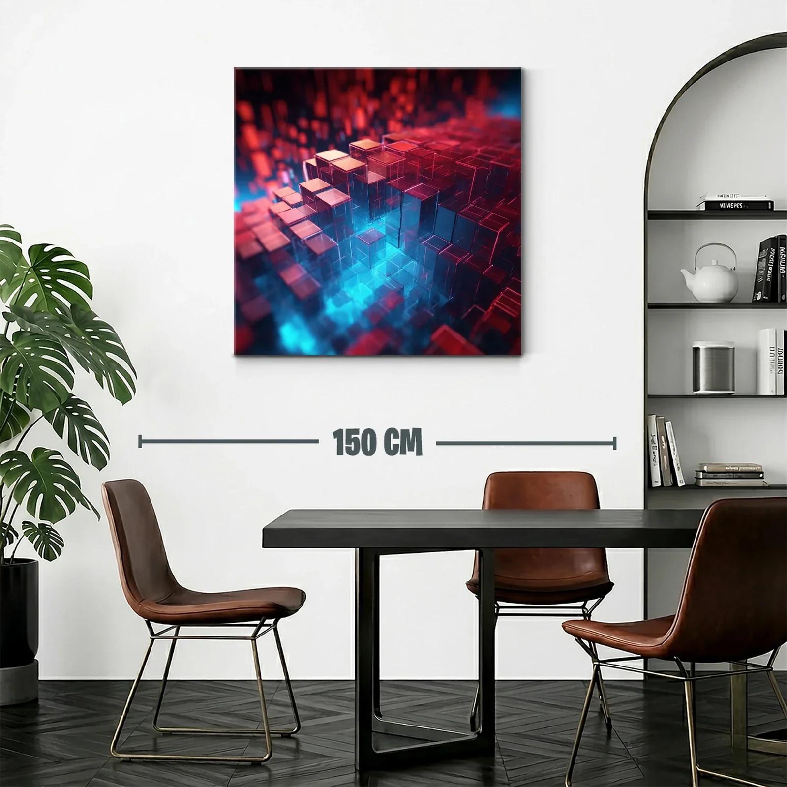 Composición abstracta de cubos translúcidos en azul y rojo — miniatura 2