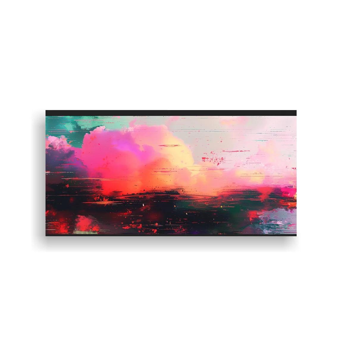 Cuadro paisaje abstracto al atardecer con franja luminosa