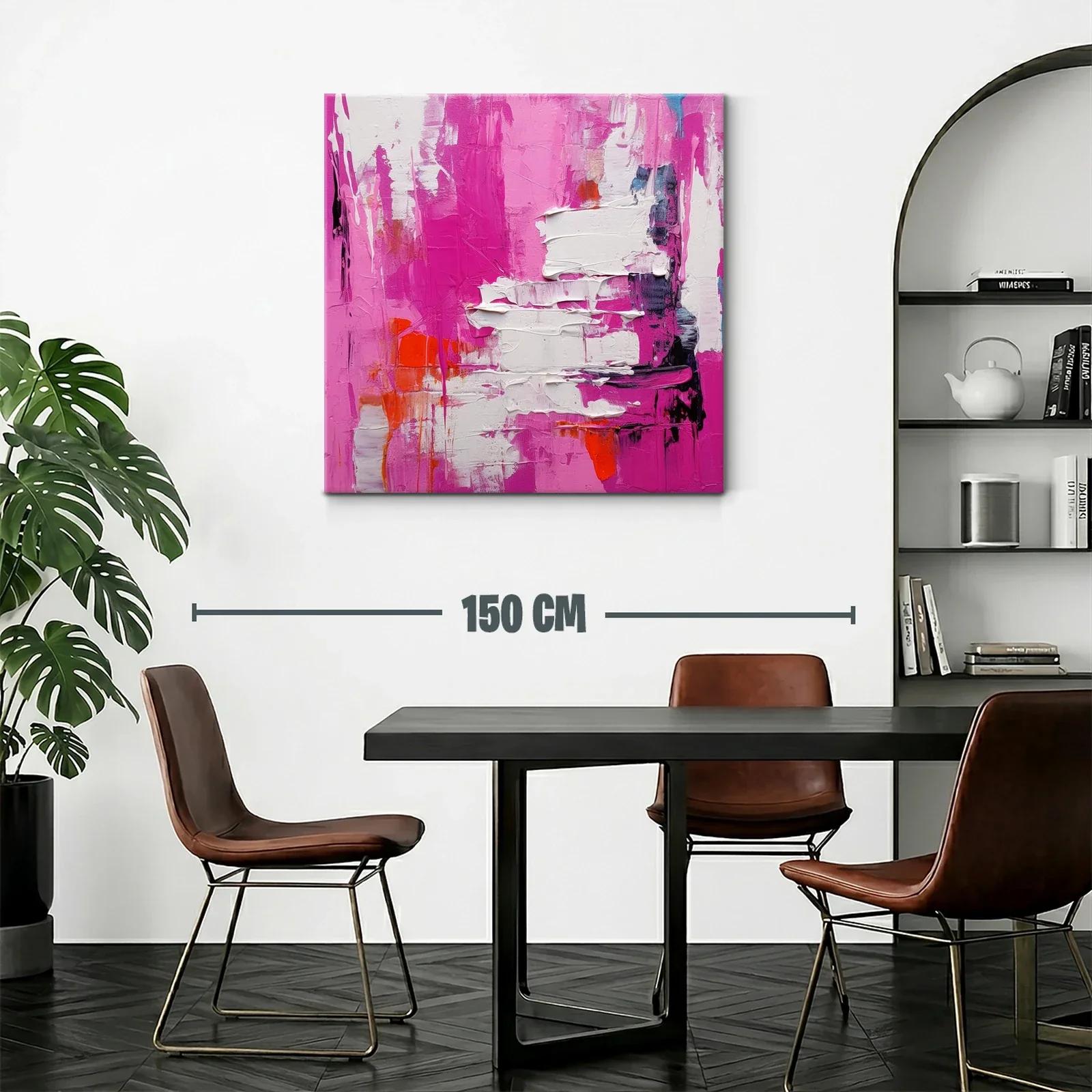 Cuadro abstracto con alto impacto en rosas y blanco — miniatura 2