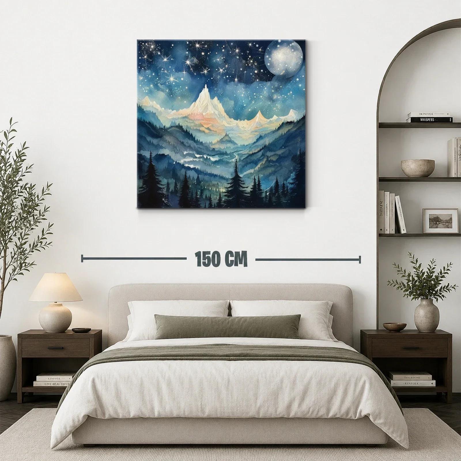 Paisaje nocturno con montañas y cielo estrellado brillante — miniatura 3