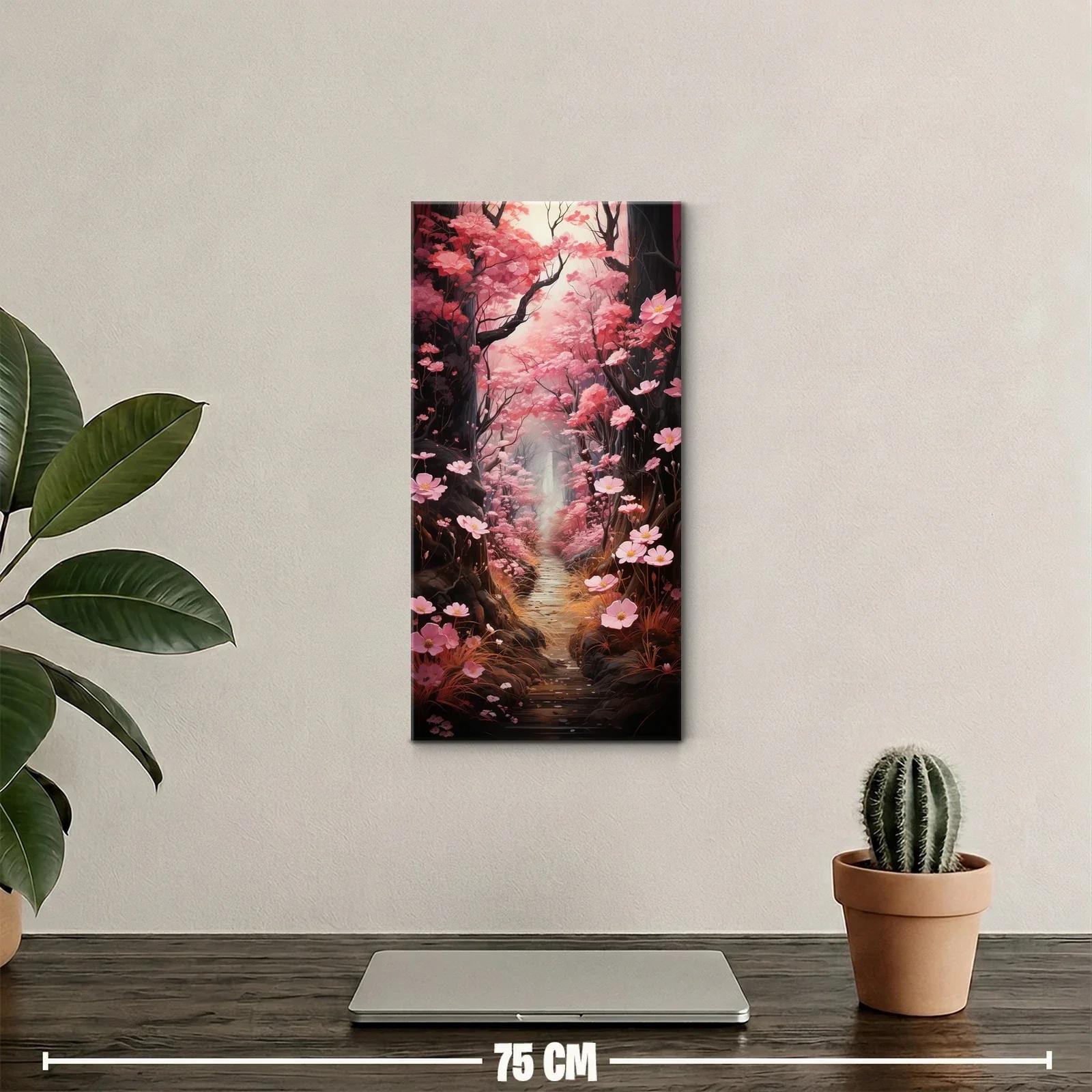 Cuadro sendero entre árboles en flor rosa — miniatura 2