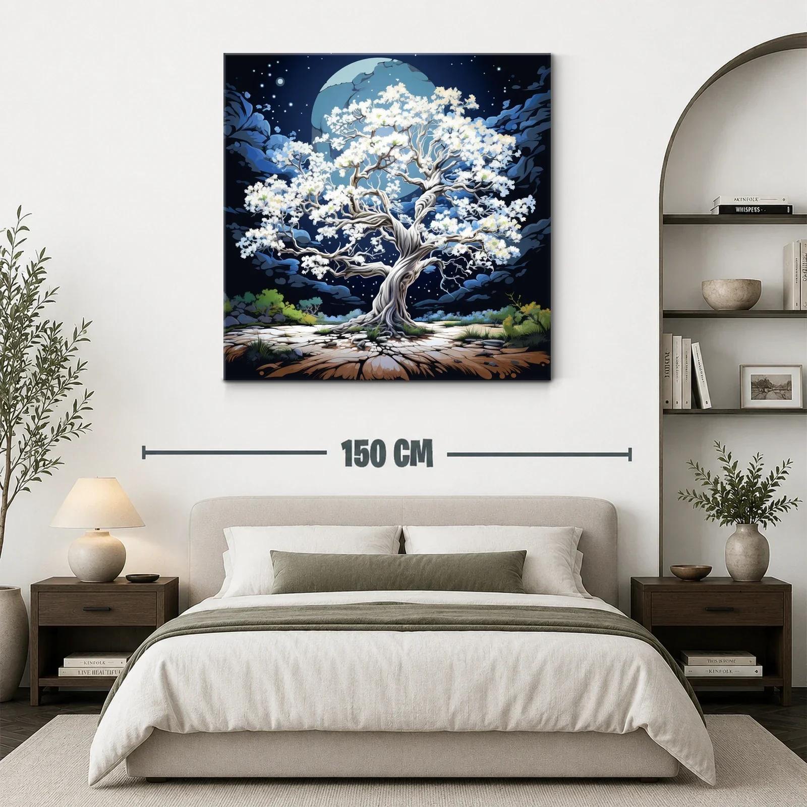 Árbol Blanco Brillando Bajo La Luna Llena — miniatura 3