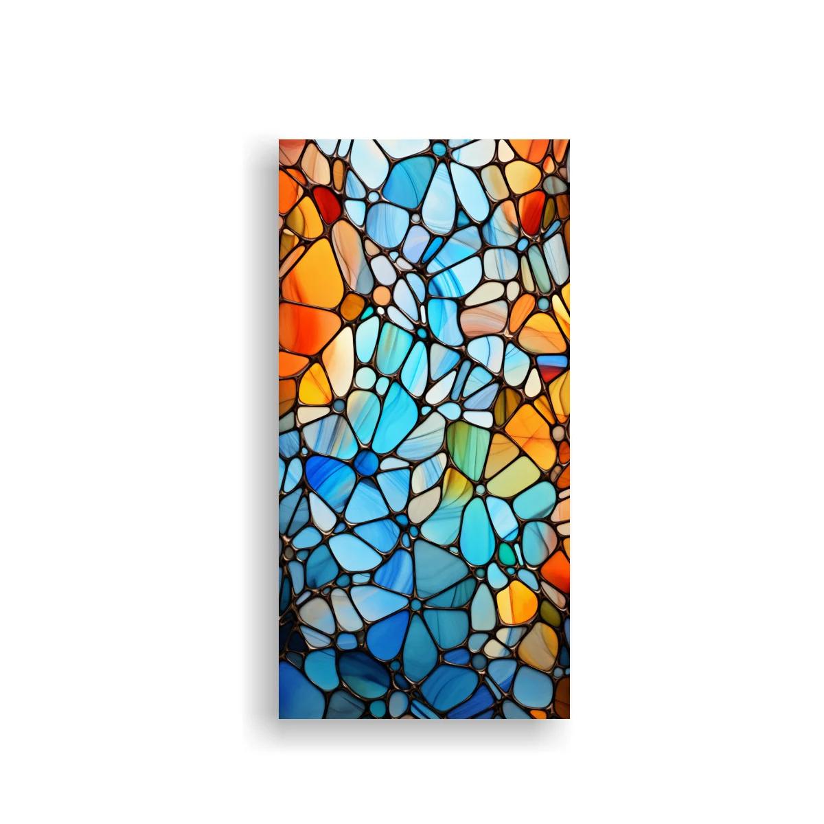 Cuadro vidriera abstracta en azules turquesas y naranjas — imagen principal