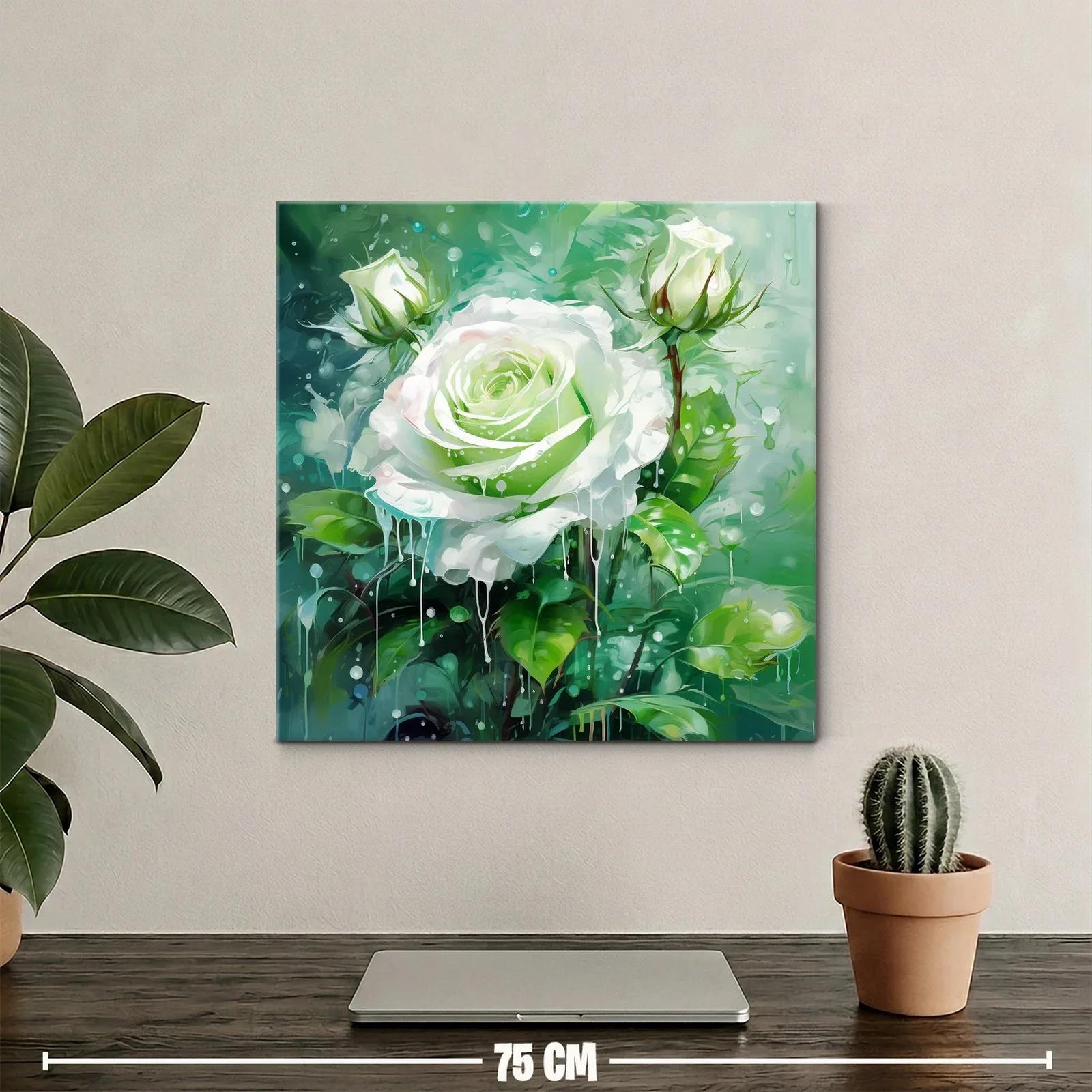 Rosa blanca sobre fondo verde con efecto acuarela — miniatura 2