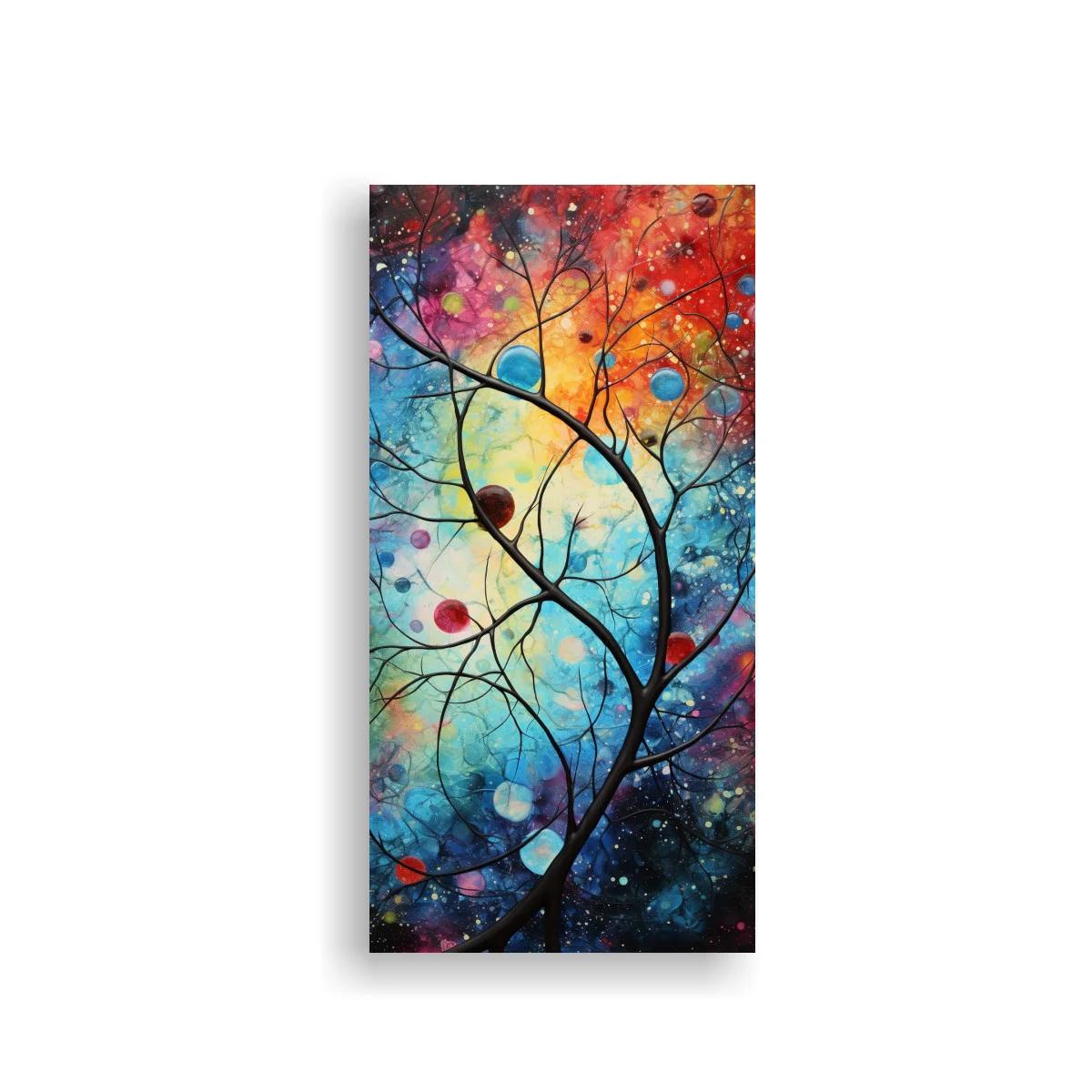 Cuadro ramas de árbol con círculos flotantes